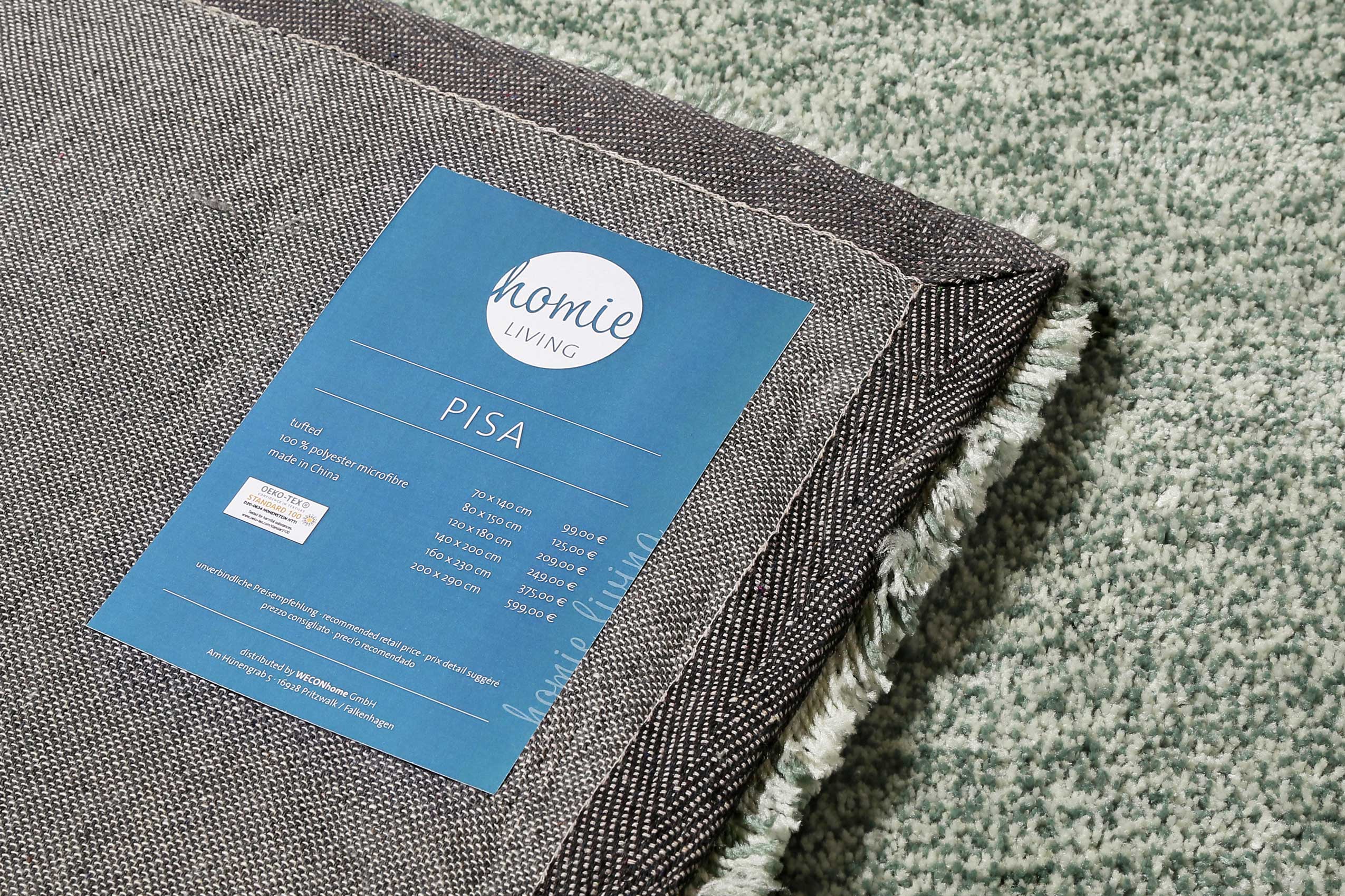 Teppich Mintgrün meliert Hochflor » Pisa « Homie Living - Ansicht 4