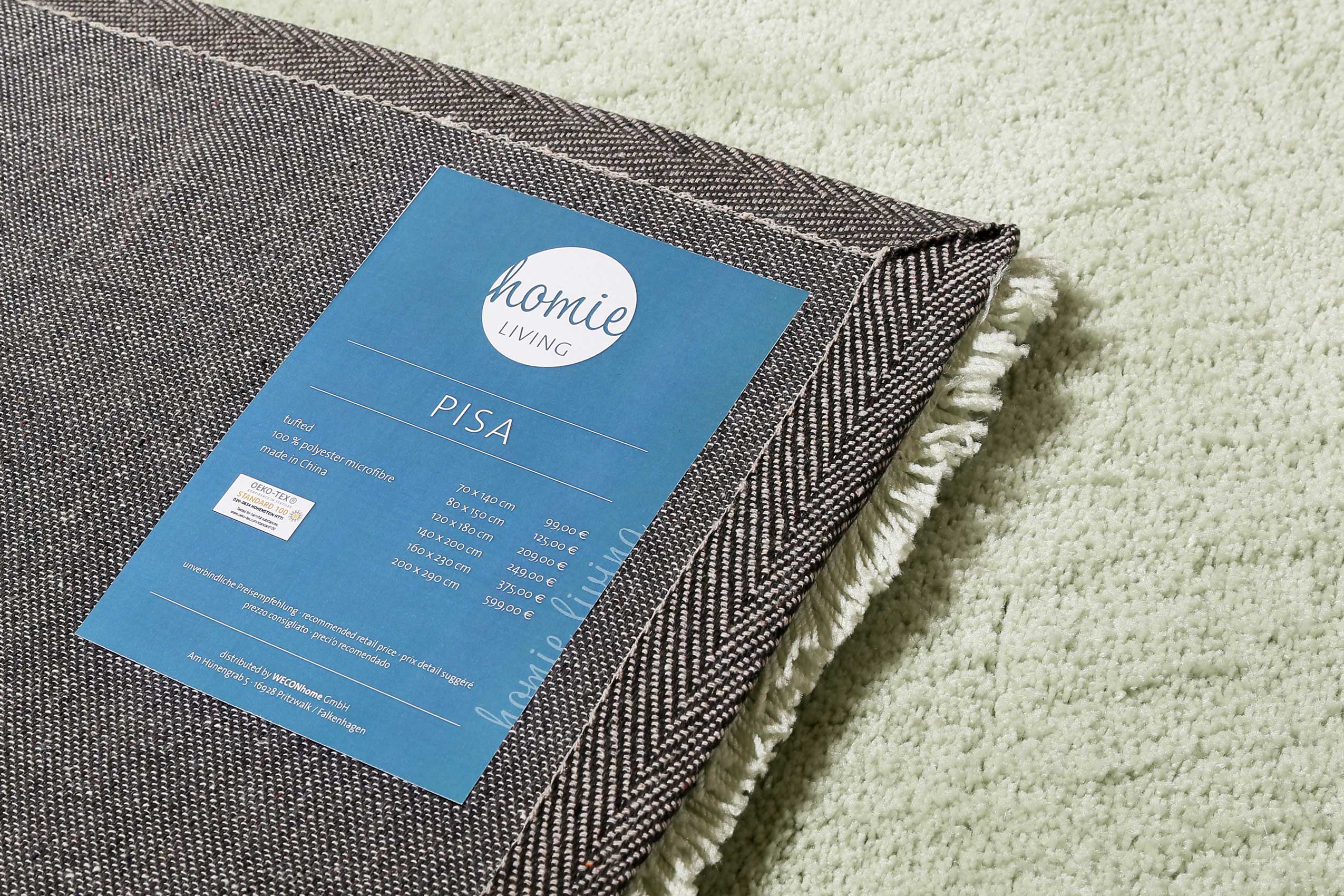 Teppich Grün Gelb Hochflor » Pisa « Homie Living - Ansicht 4