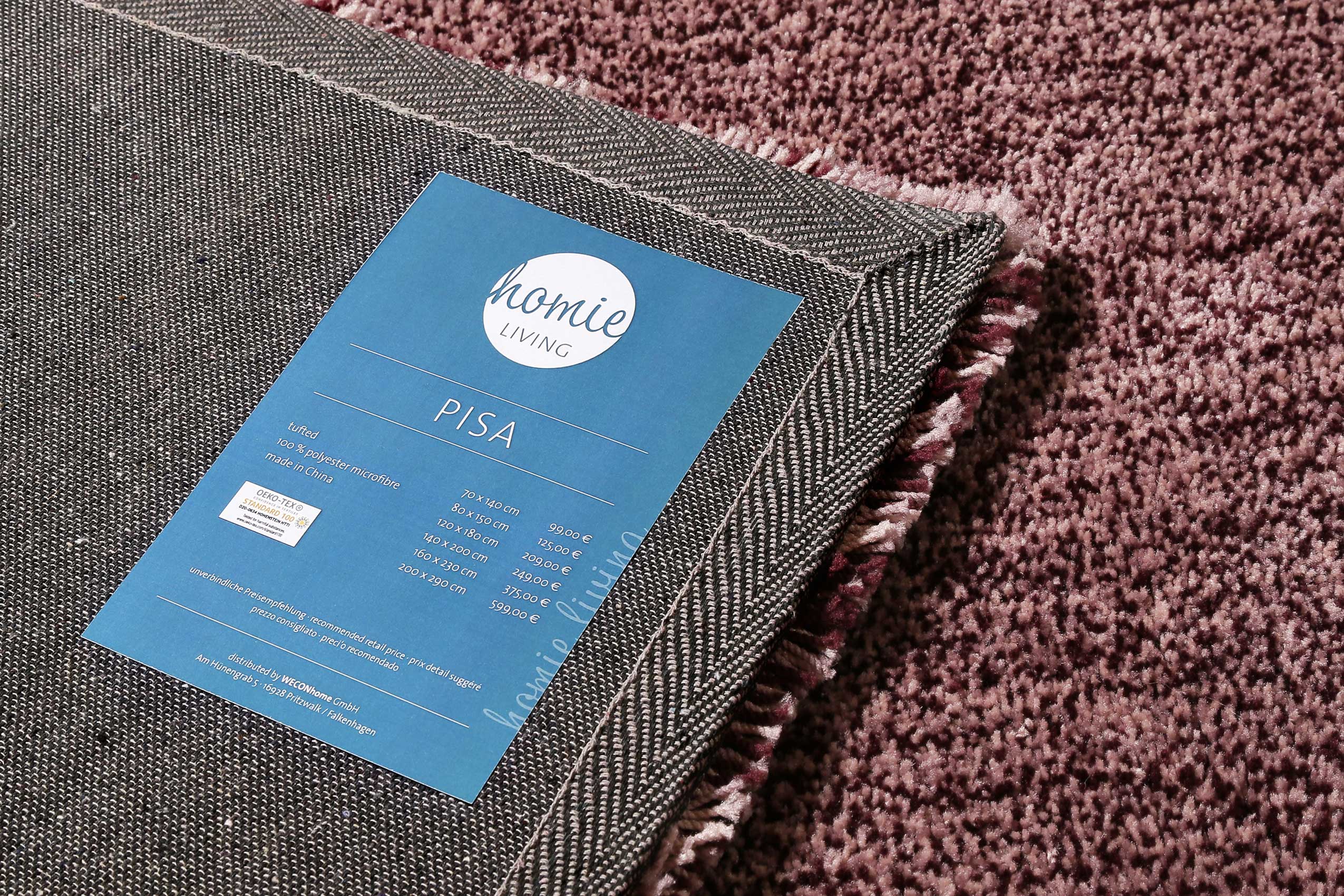 Teppich Violett Rosa meliert Hochflor » Pisa « Homie Living - Ansicht 4