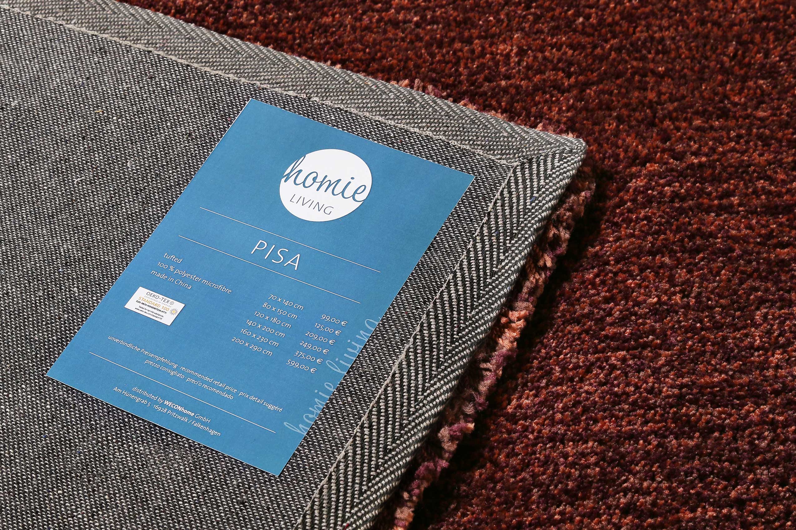 Teppich Braun Orange meliert Hochflor » Pisa « Homie Living - Ansicht 4
