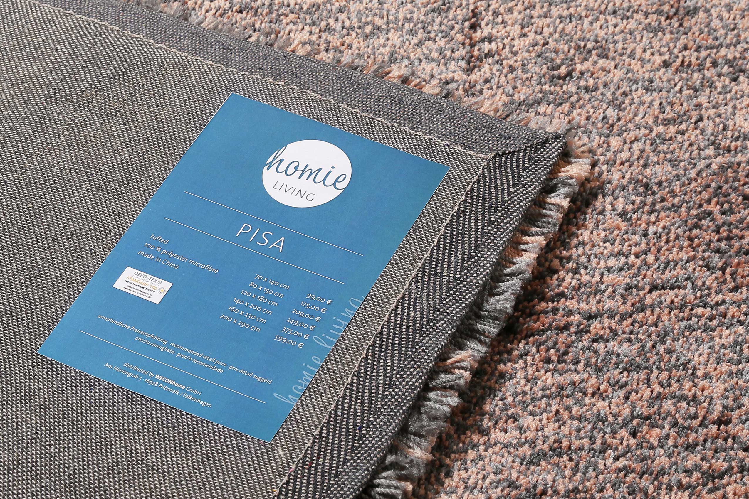 Teppich Grau Rosa meliert Hochflor » Pisa « Homie Living - Ansicht 4