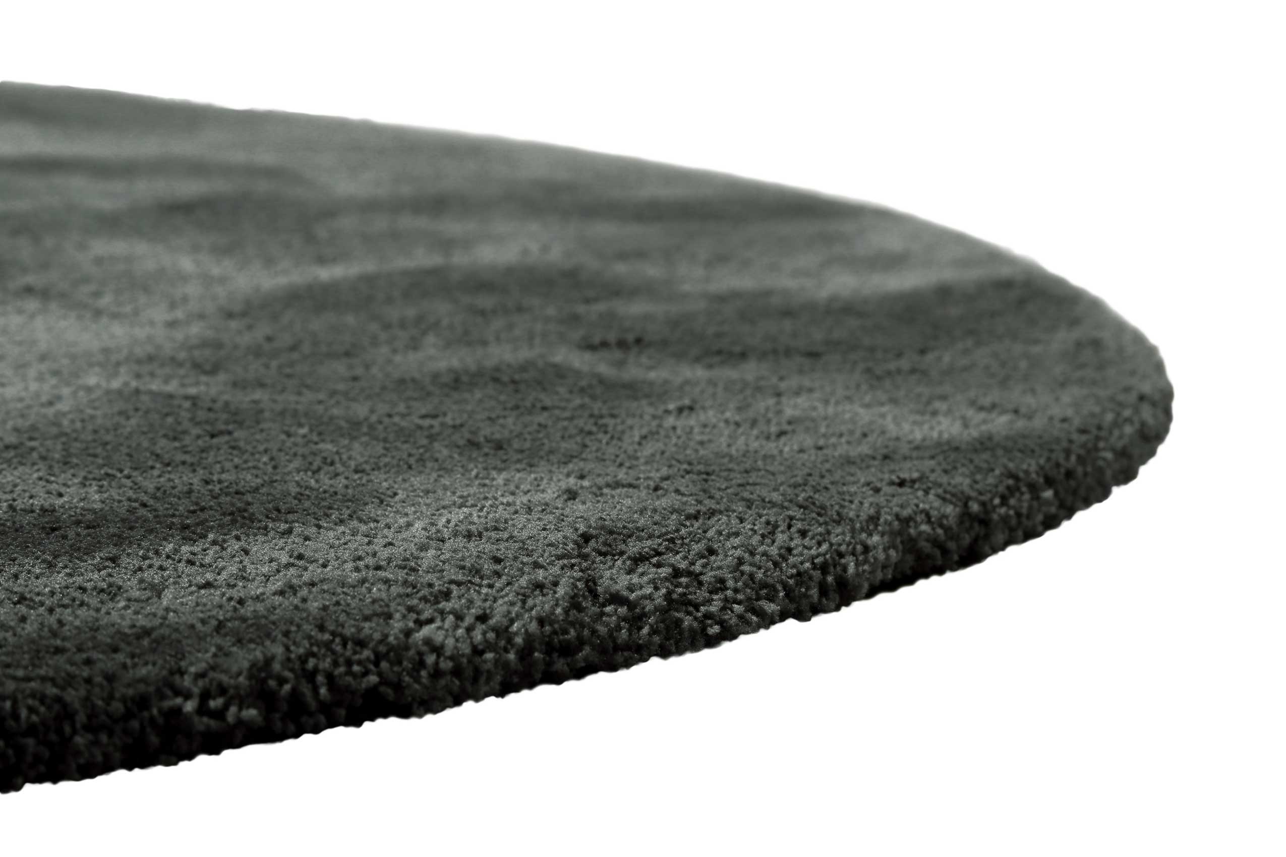 Teppich Rund Anthrazit Grün Hochflor 