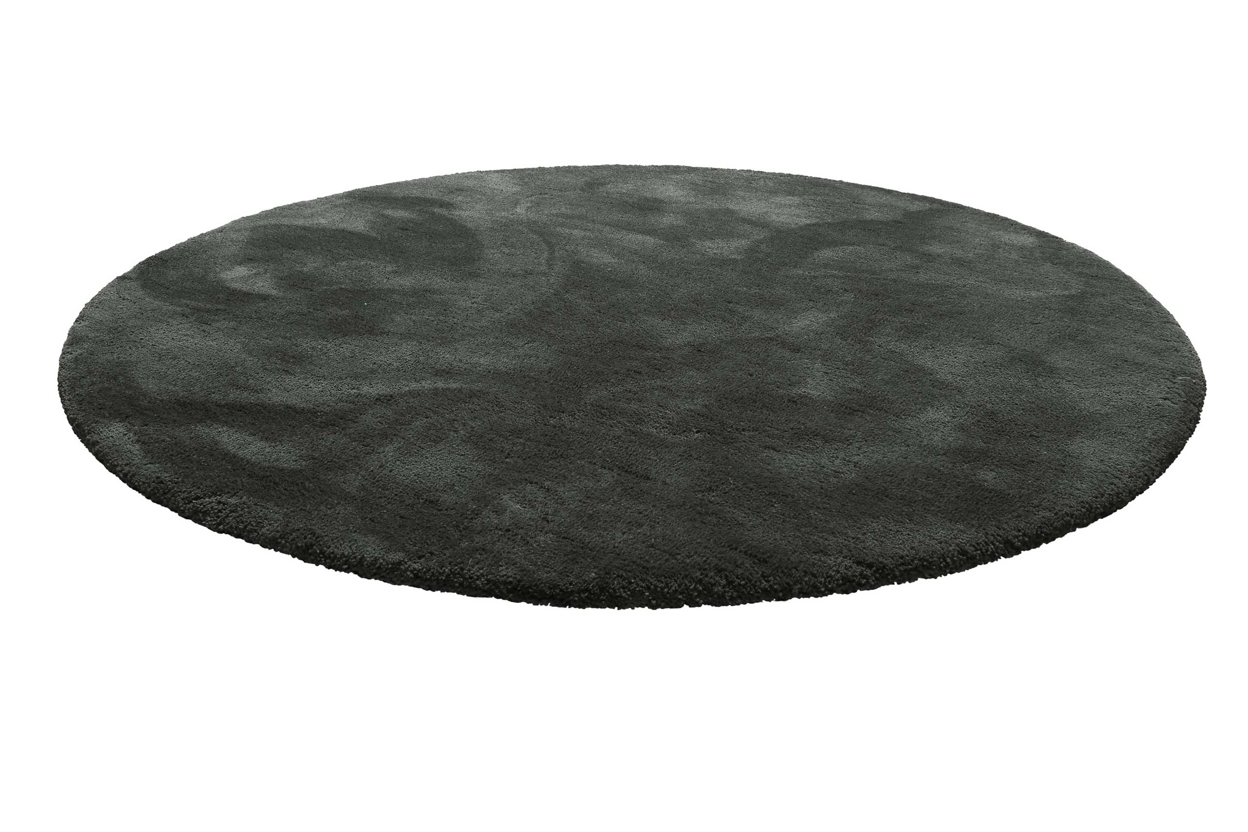 Teppich Rund Anthrazit Grün Hochflor 