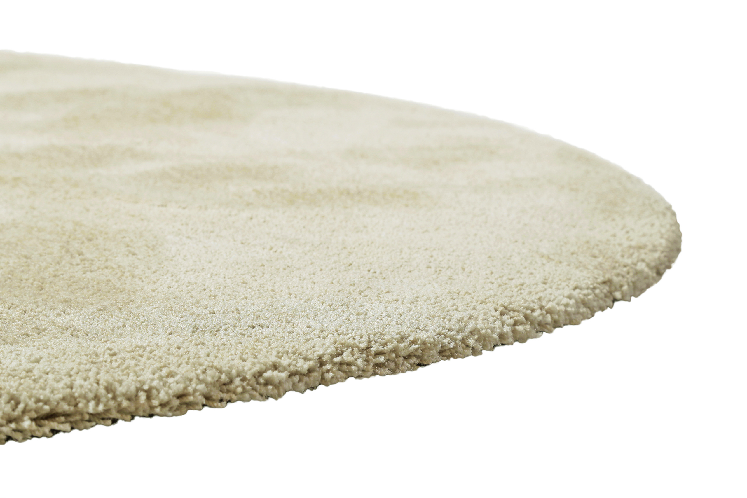 Teppich Rund Creme Beige meliert Hochflor 