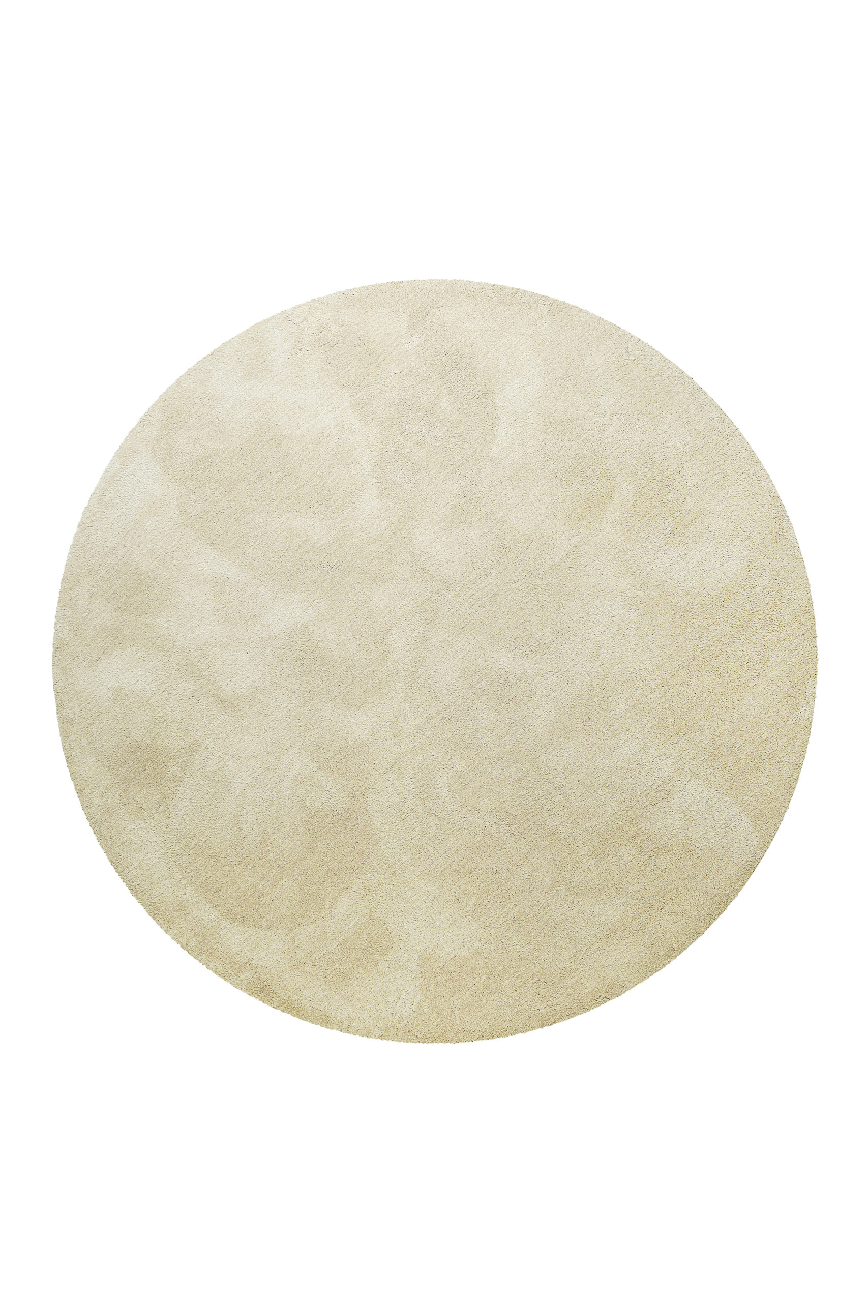 Teppich Rund Creme Beige meliert Hochflor 