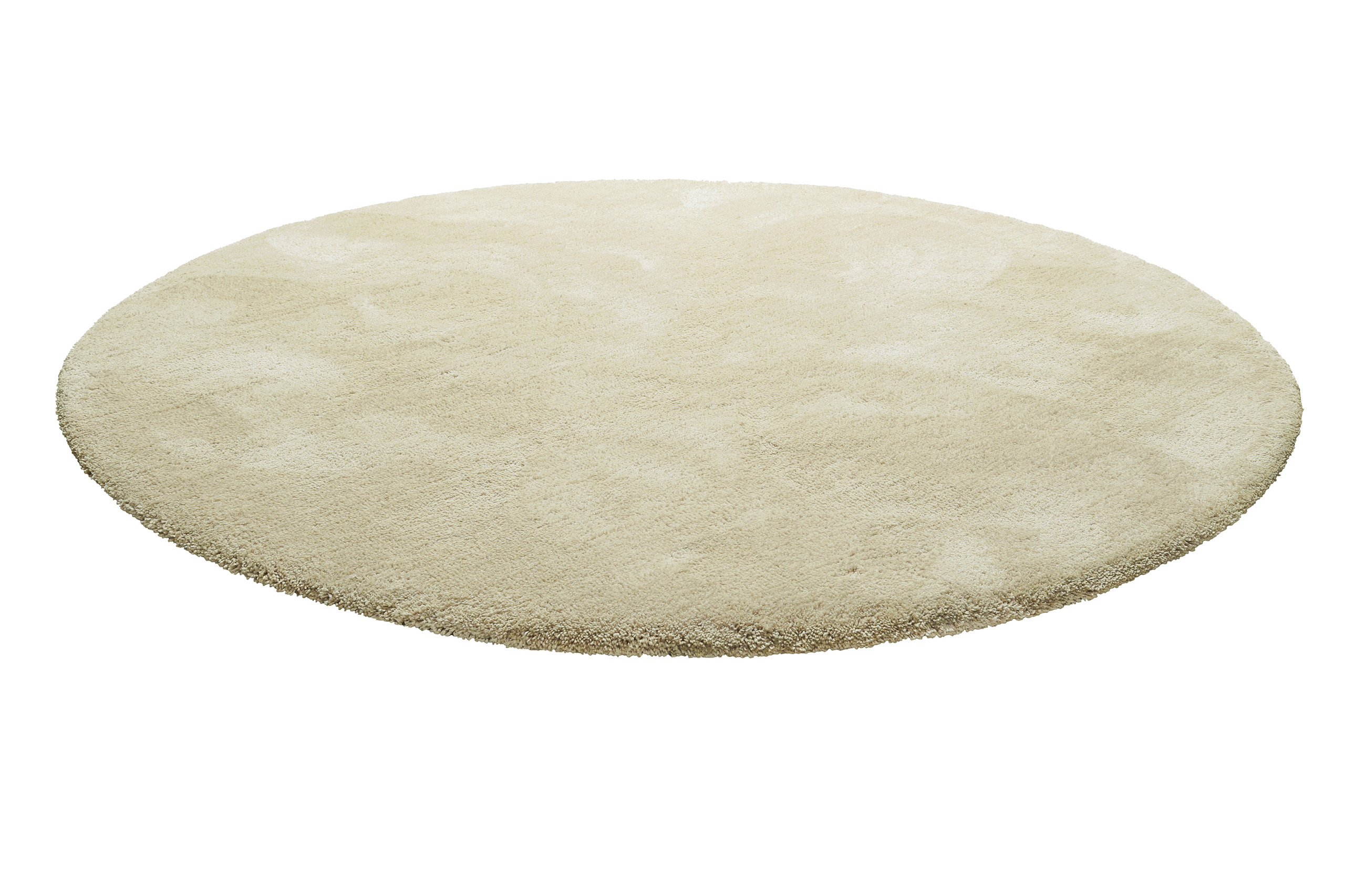 Teppich Rund Creme Beige meliert Hochflor 