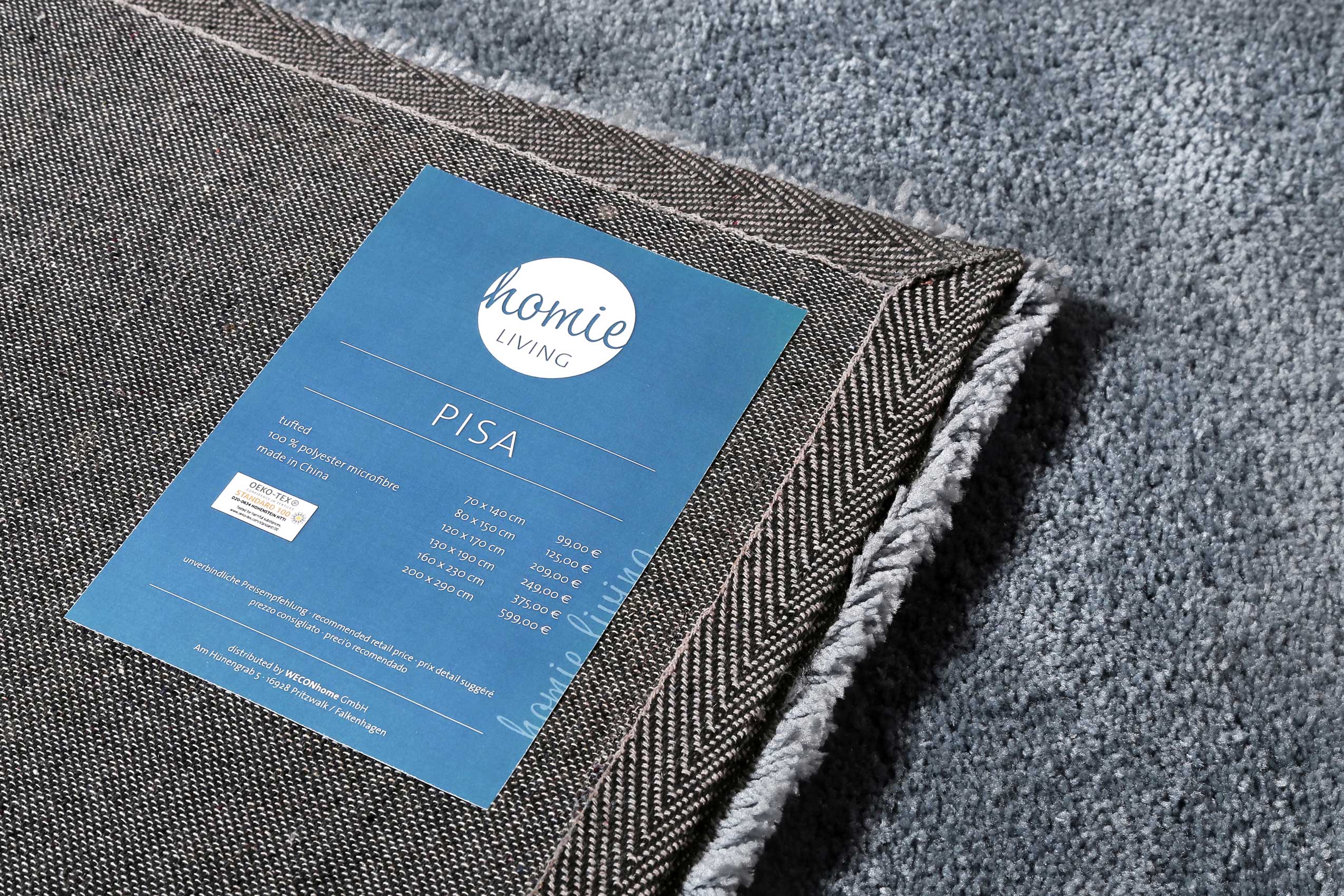 Teppich Grau Blau Hochflor 