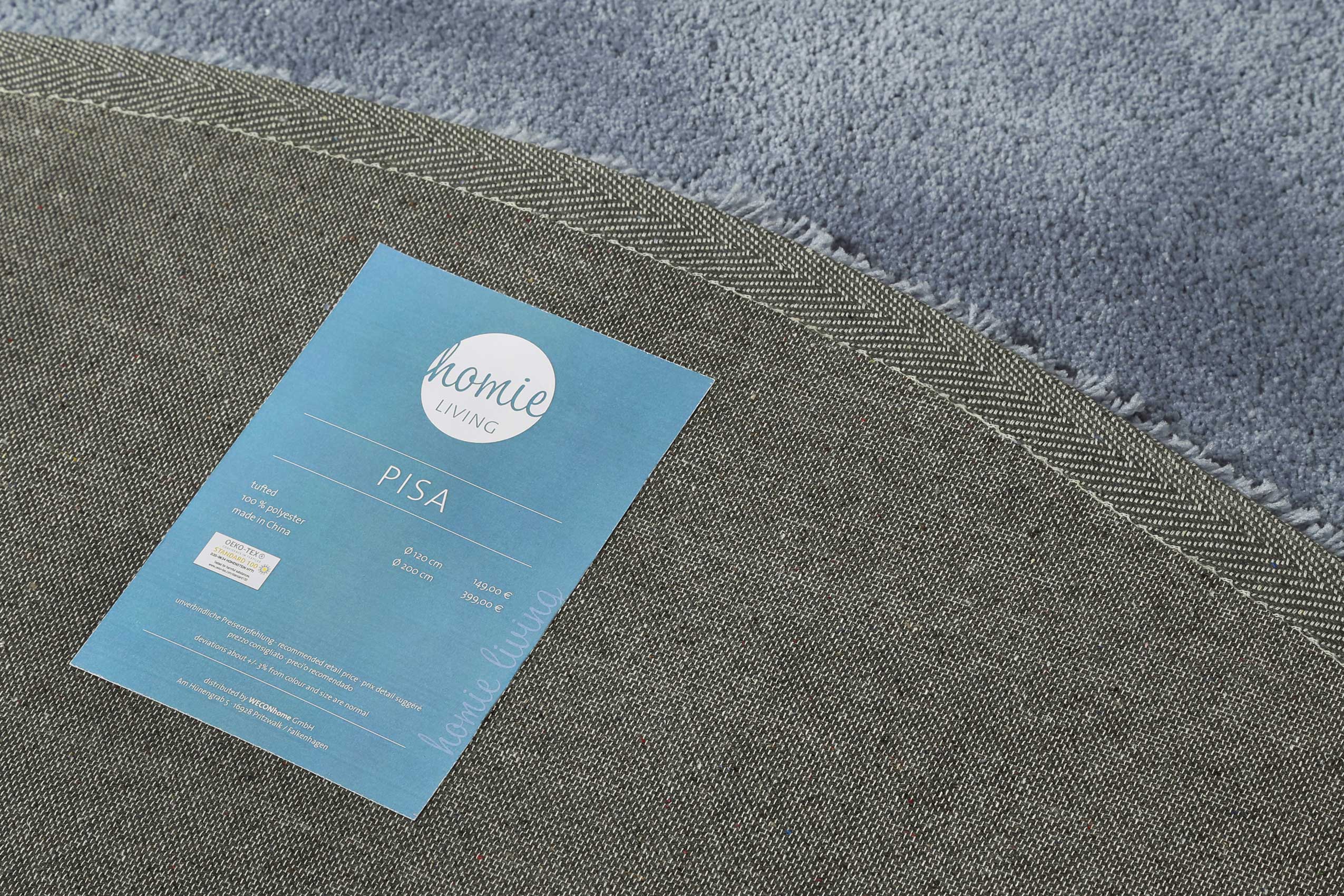 Teppich Rund Grau Blau Hochflor 