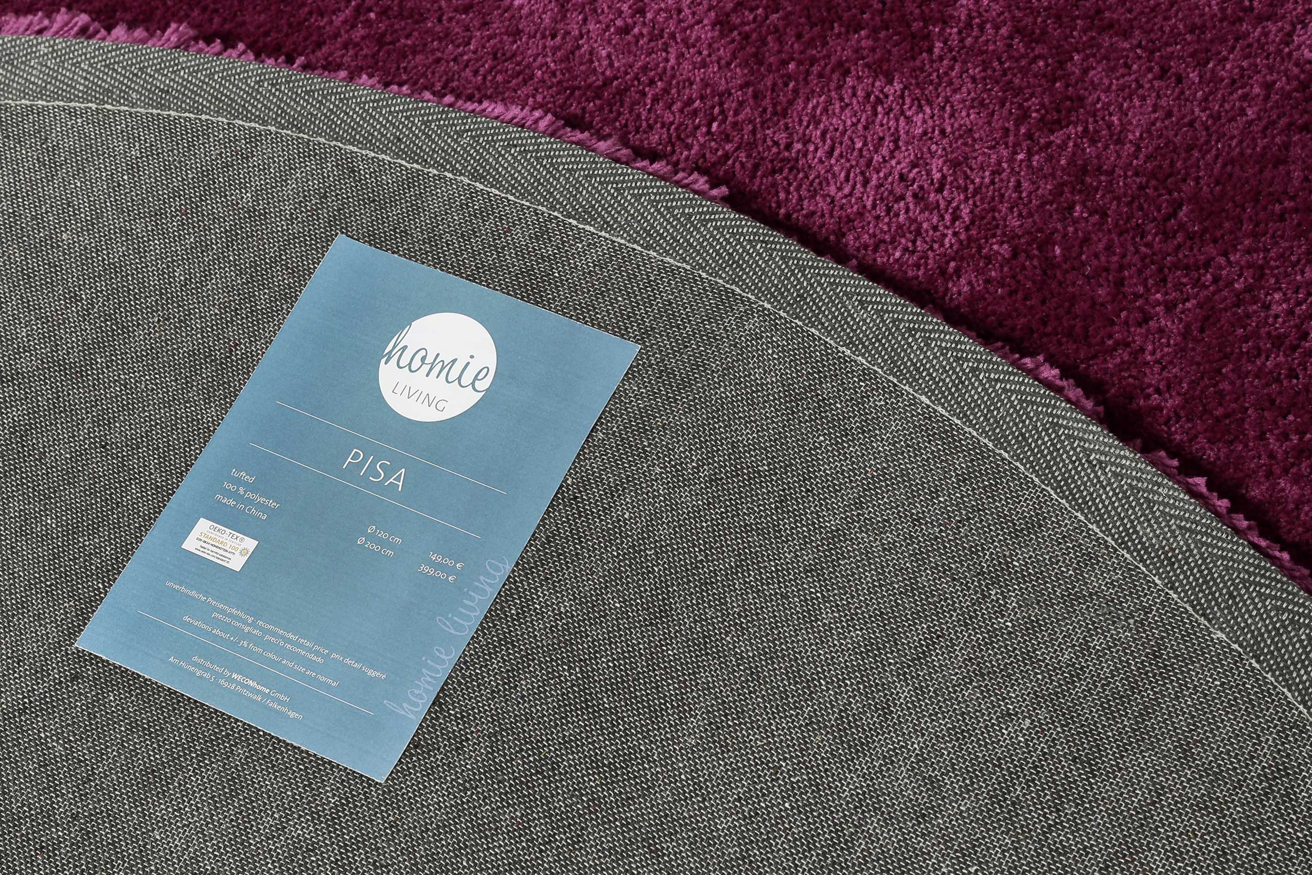 Teppich Rund Pink Violett Hochflor 