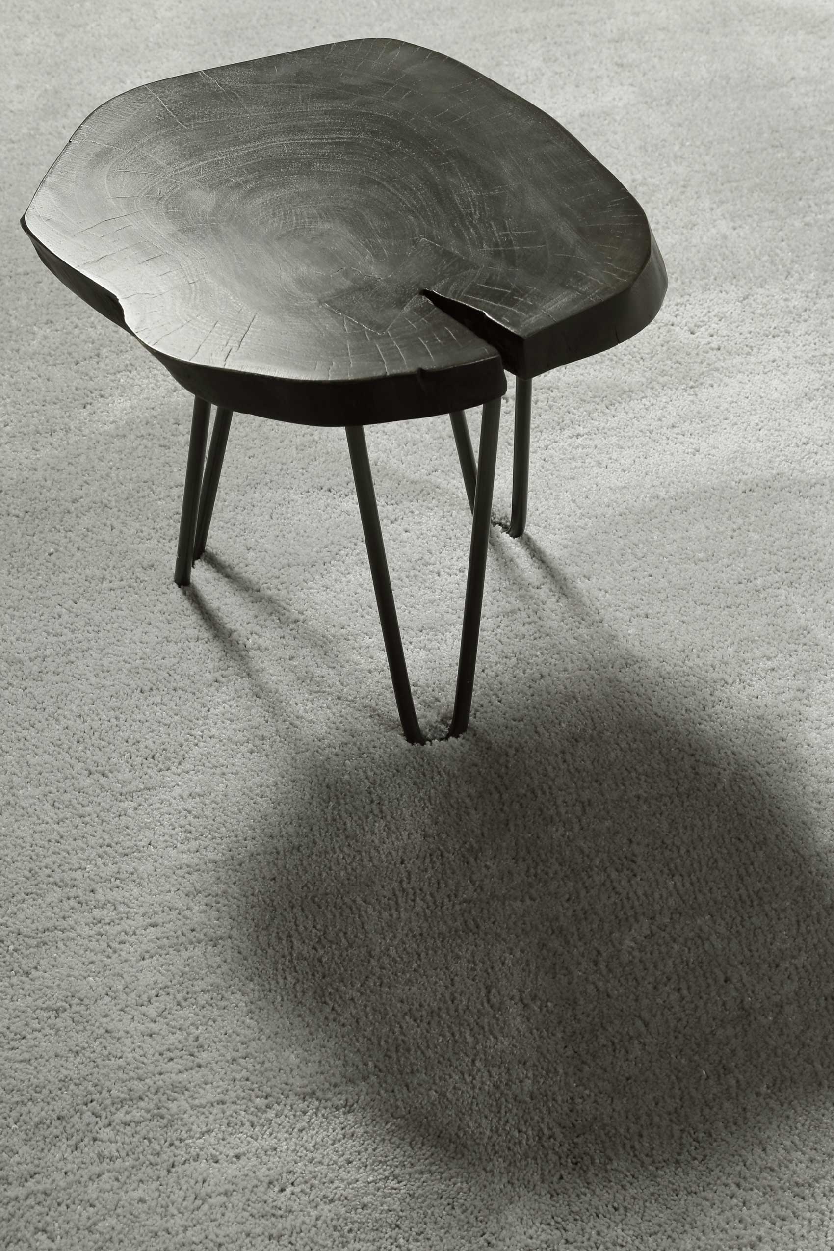 Teppich Rund Hellgrau Hochflor 