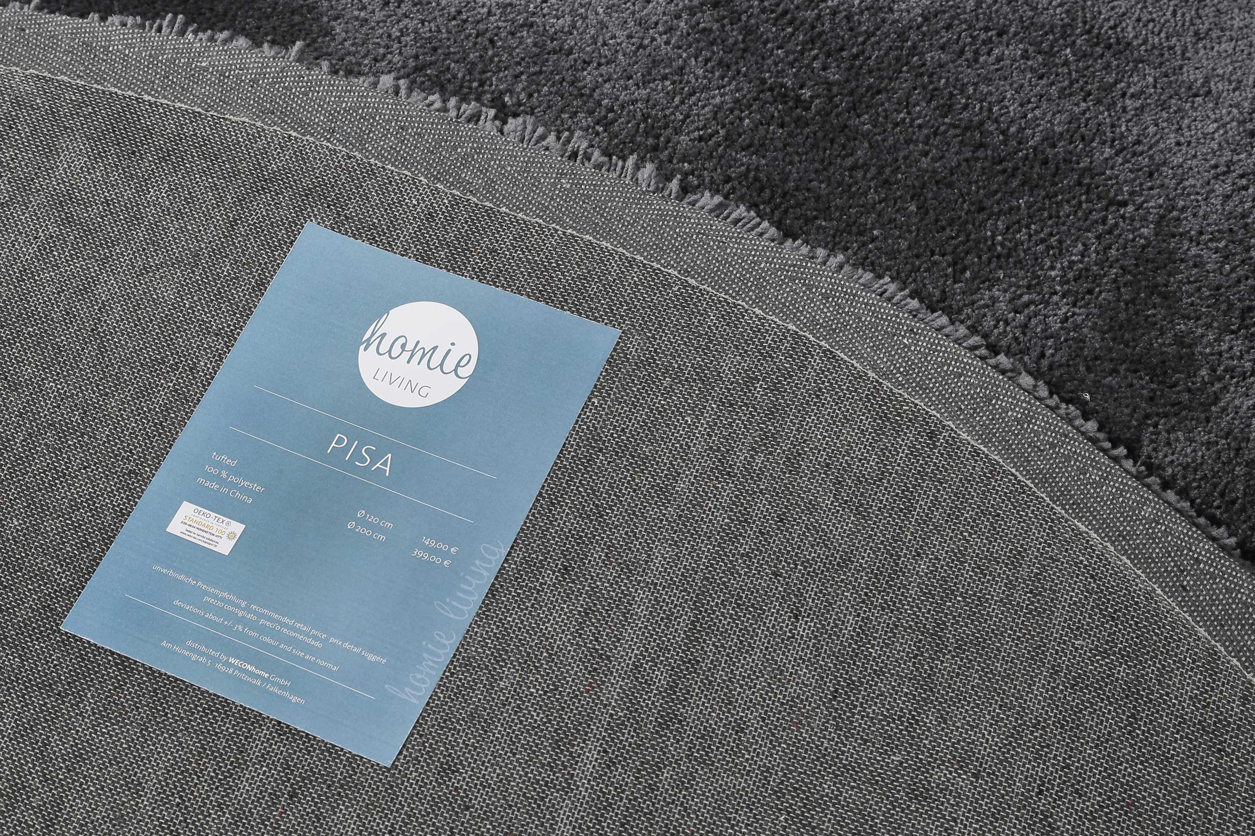 Teppich Rund Anthrazit Hochflor » Pisa « Homie Living - Ansicht 5