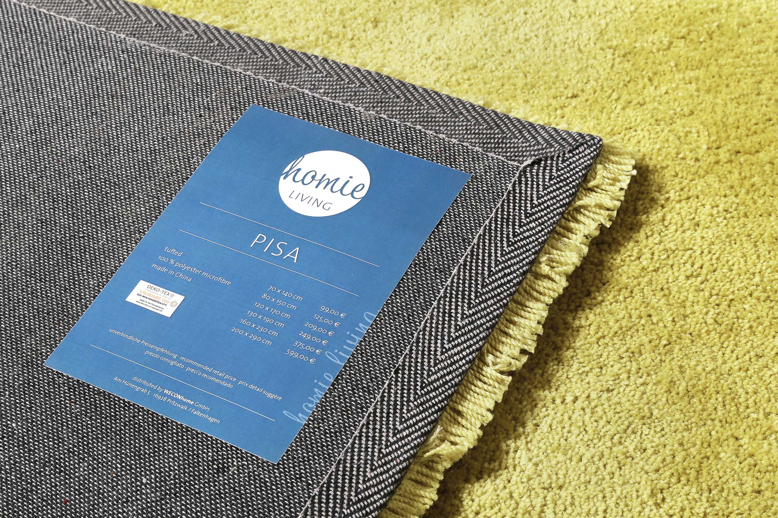 Teppich Senfgelb Hochflor 