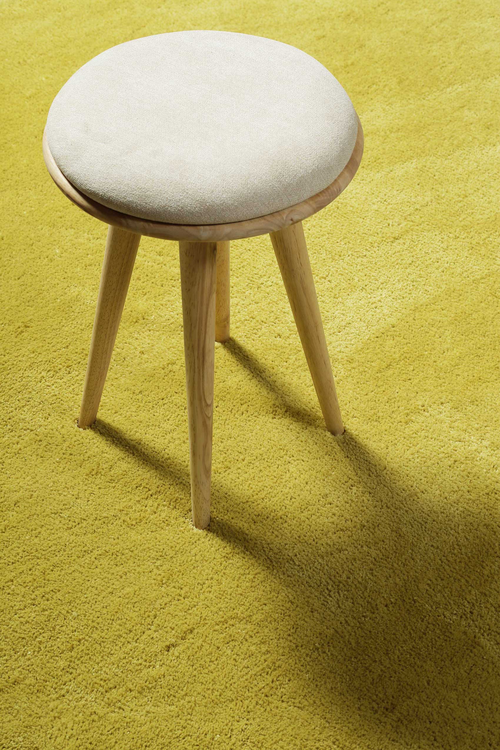 Teppich Rund Senfgelb Hochflor 