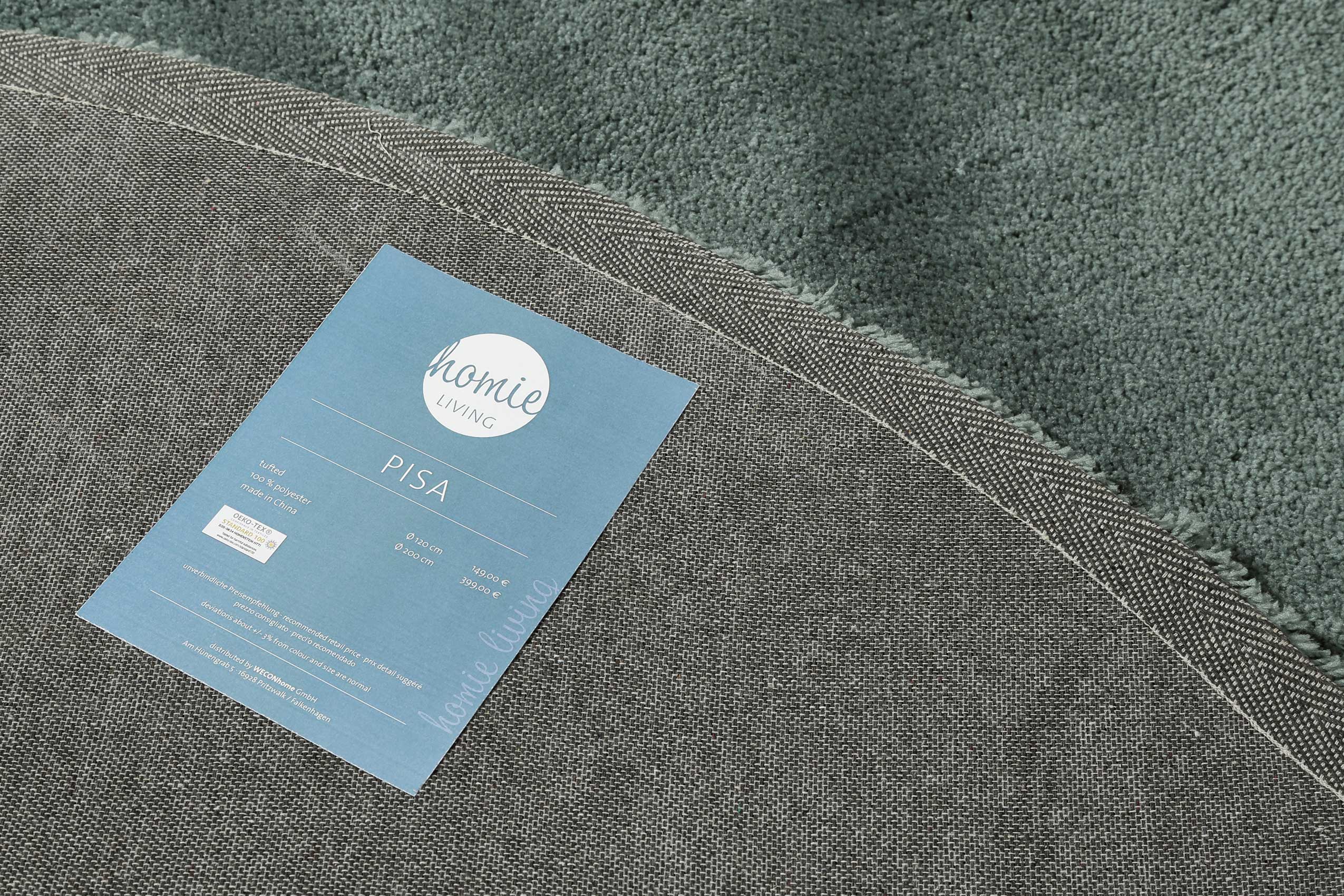 Teppich Rund Grün Grau Hochflor 