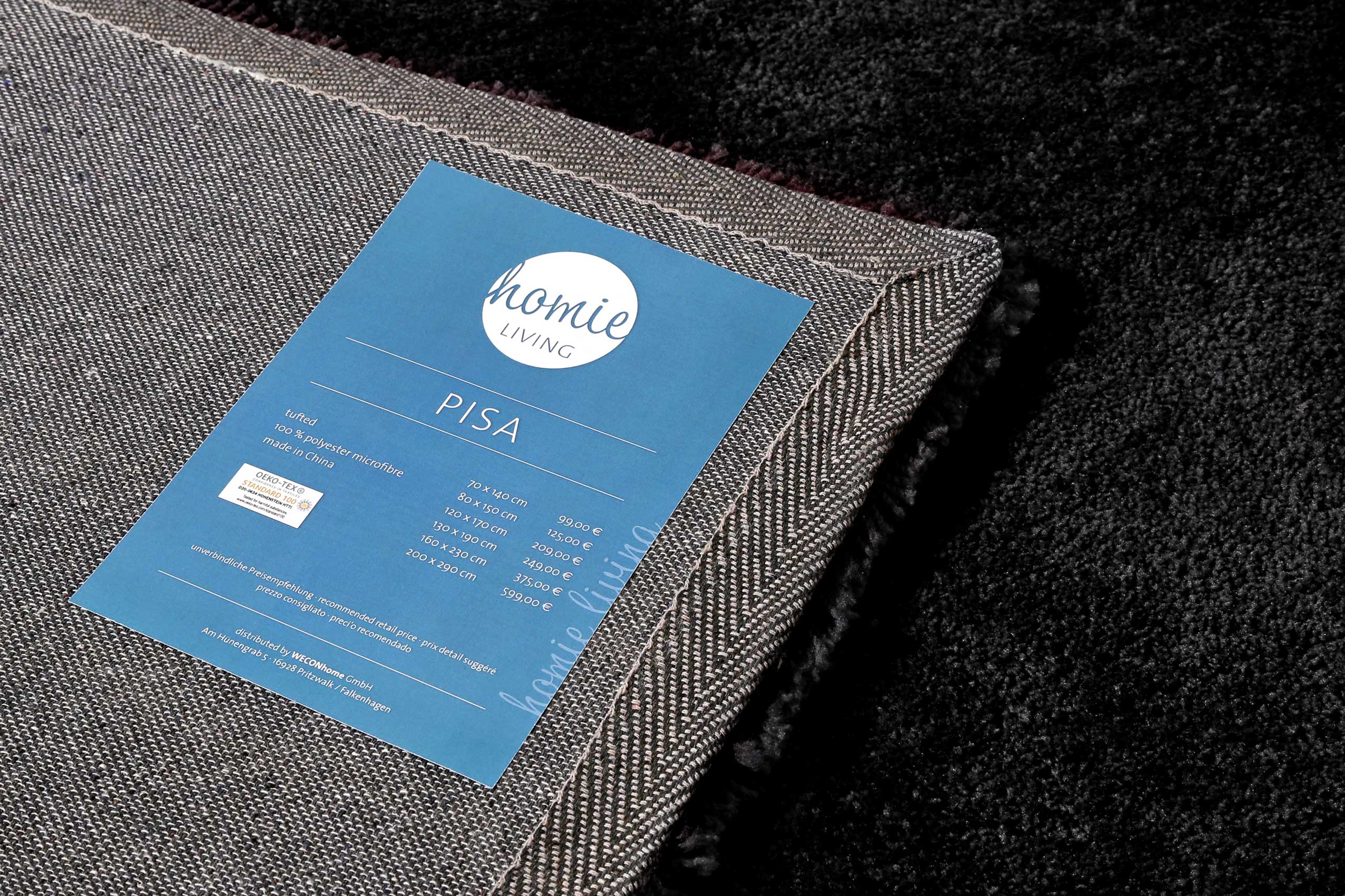 Teppich Schwarz Hochflor » Pisa « Homie Living - Ansicht 5