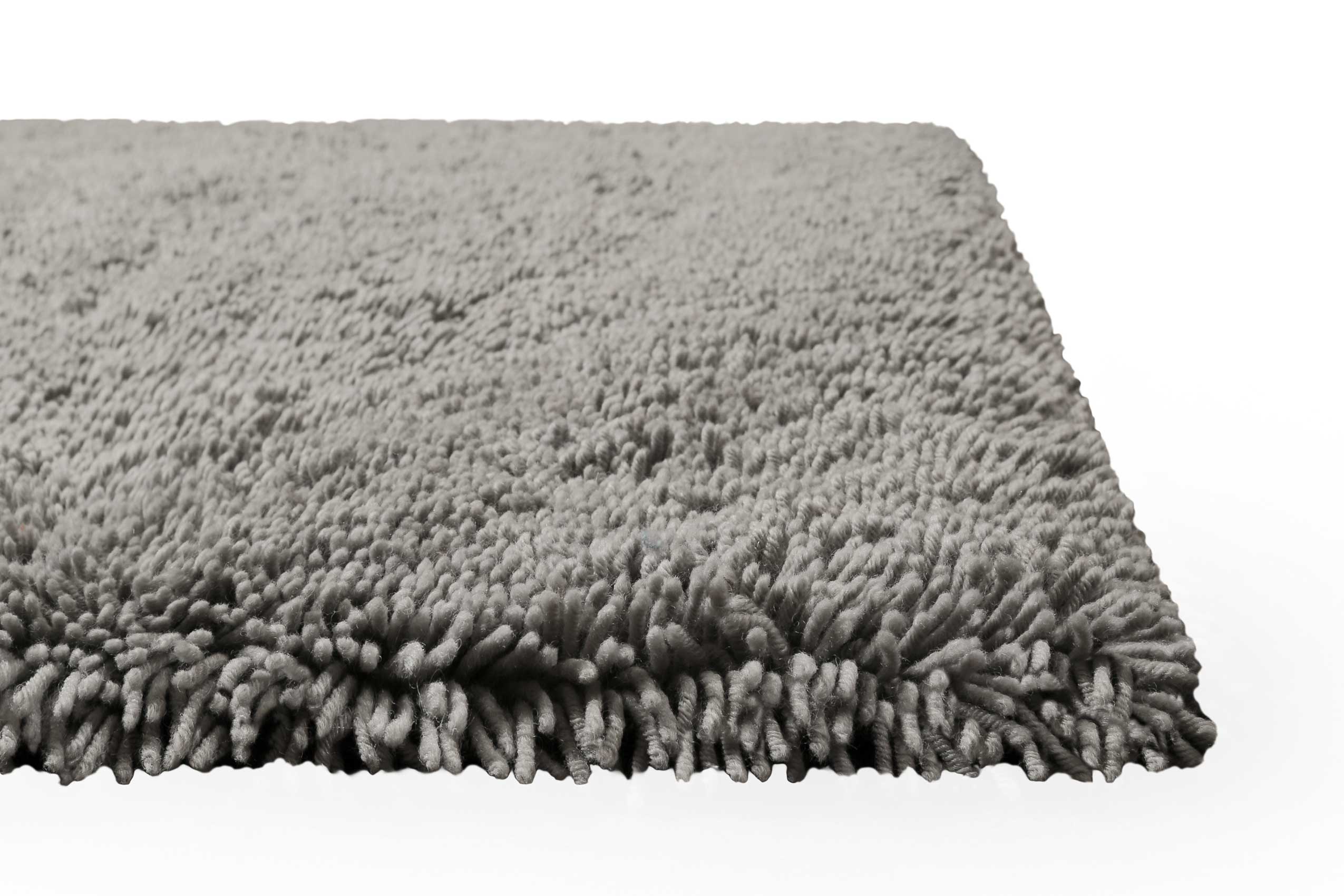 Wollteppich Hellgrau Shaggy Hochflor 