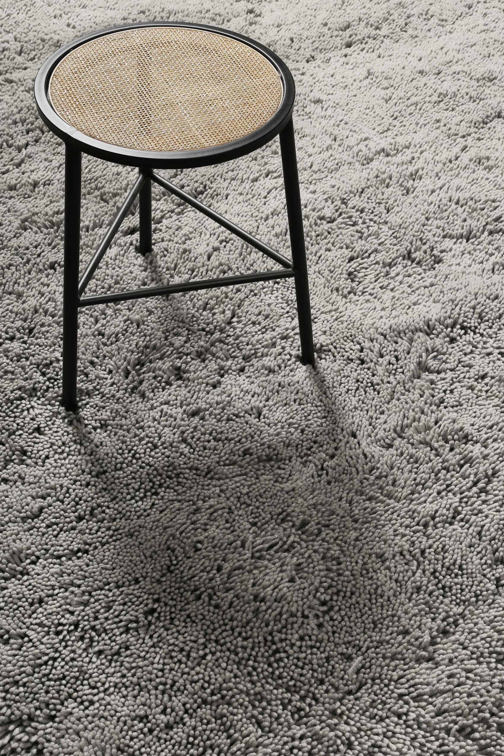 Wollteppich Hellgrau Shaggy Hochflor 