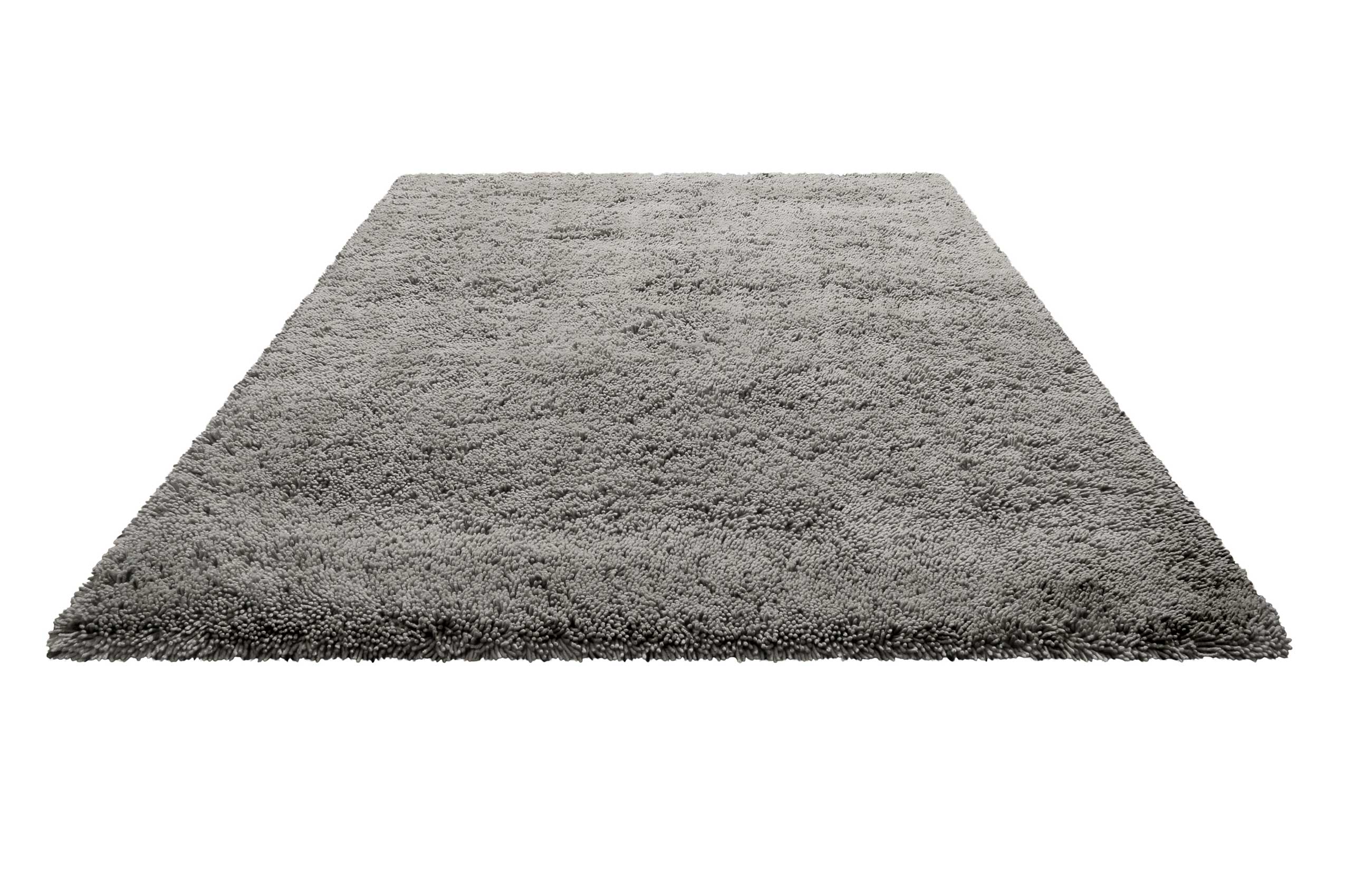 Wollteppich Hellgrau Shaggy Hochflor 