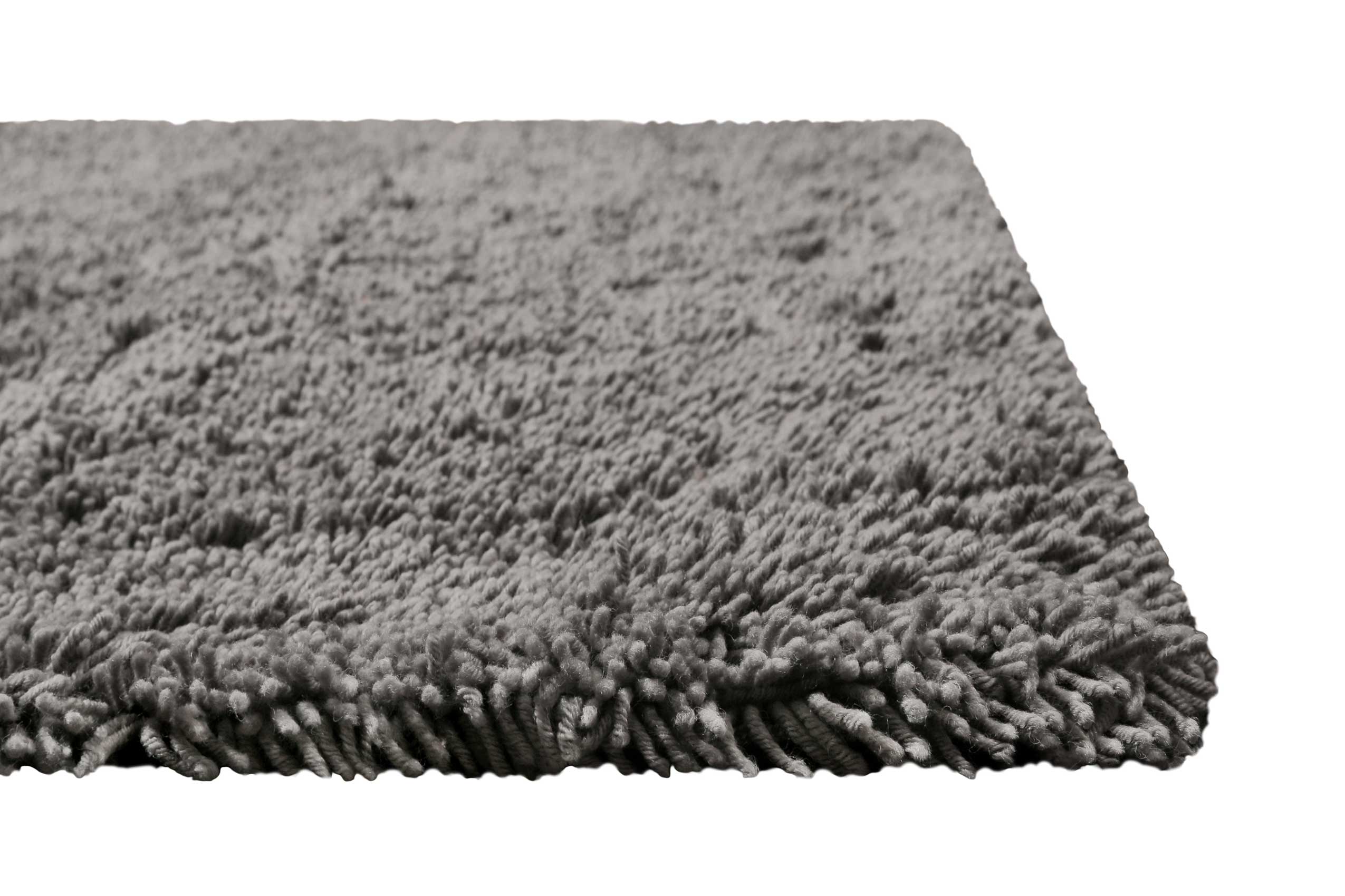 Wollteppich Grau Shaggy Hochflor 