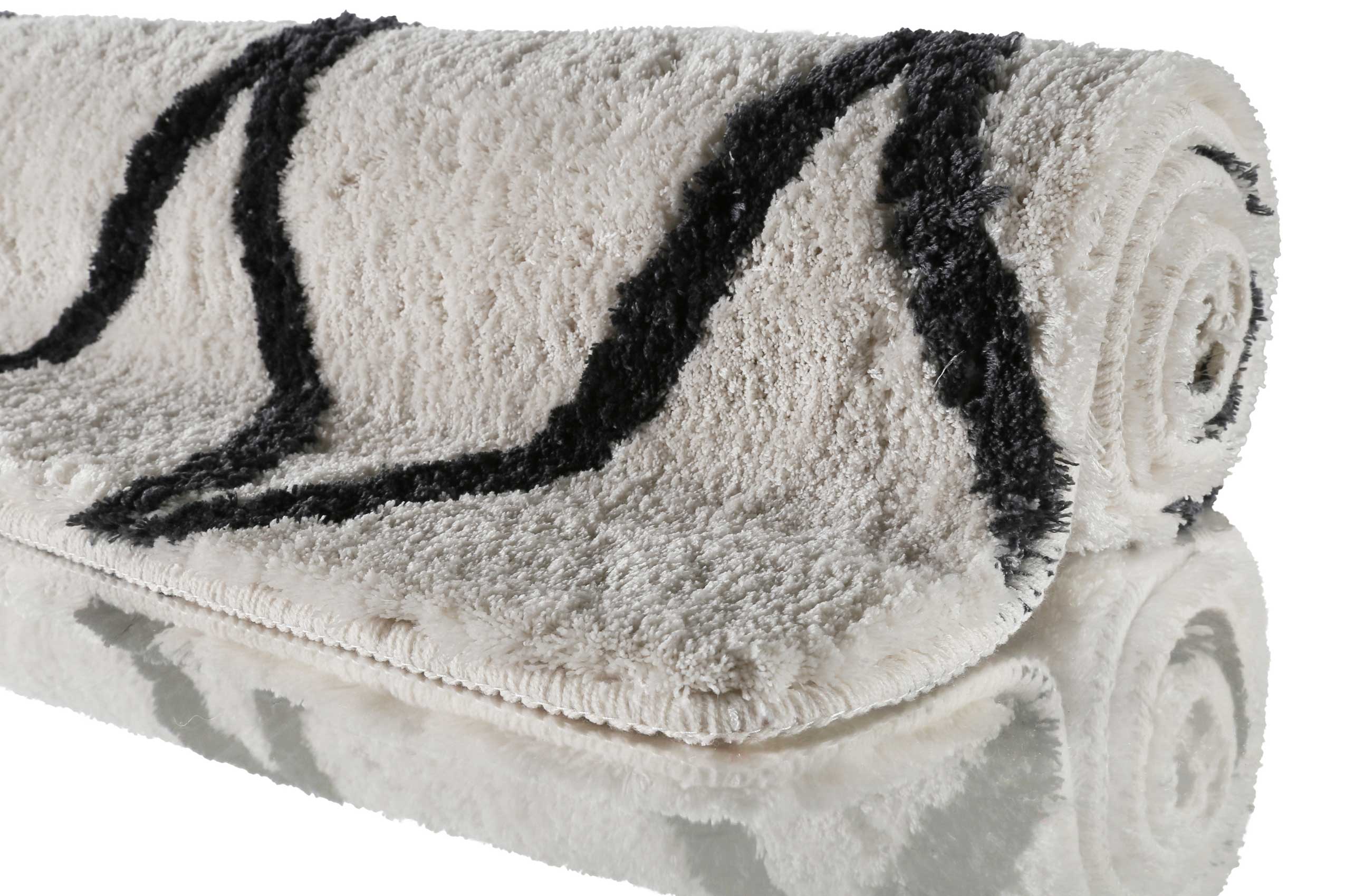 Badteppich Creme Schwarz