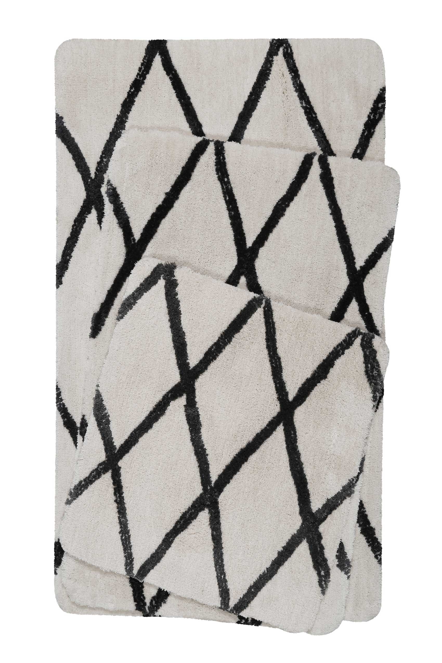 Badteppich Creme Schwarz