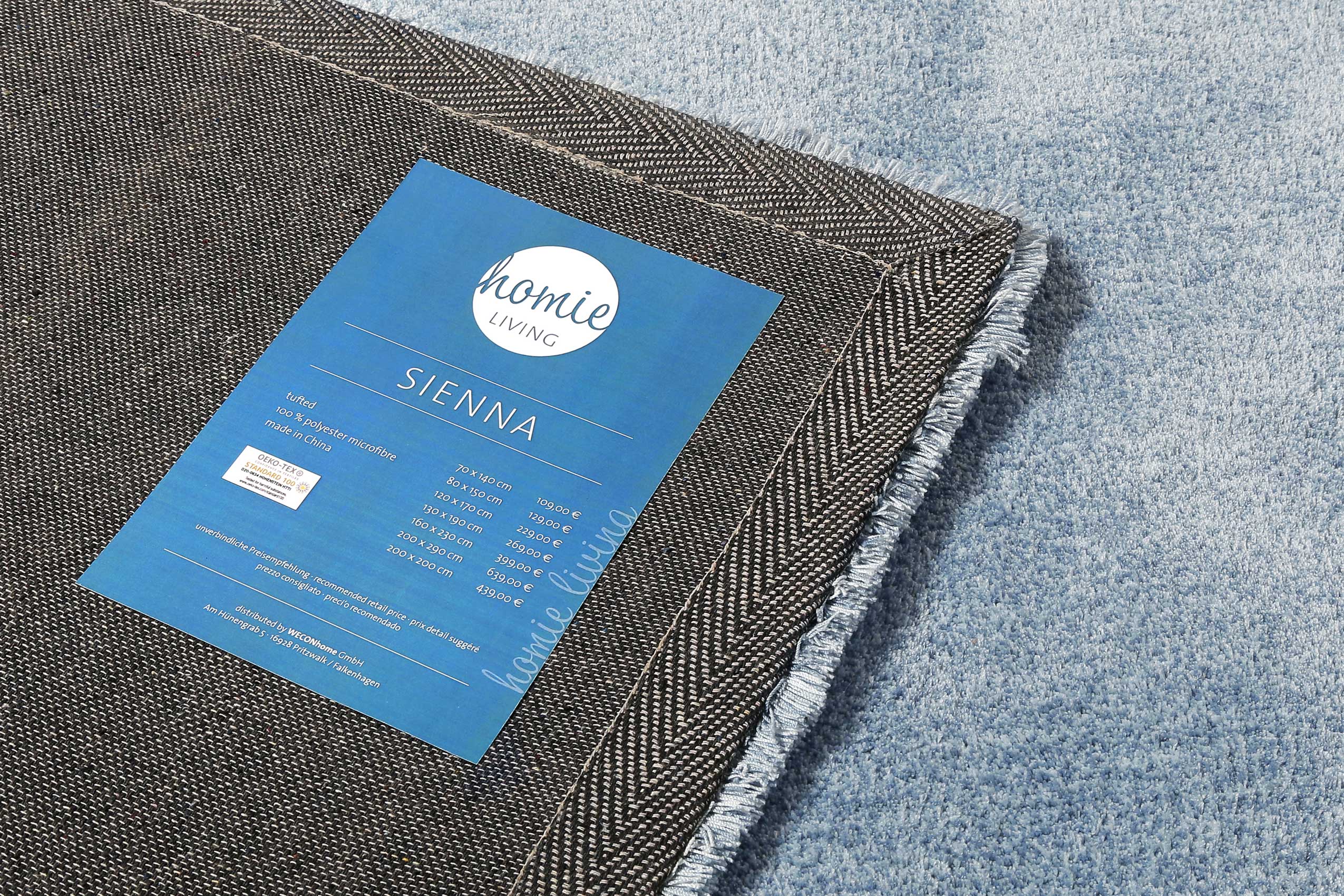 Teppich Hellblau meliert Hochflor » Sienna « Homie Living - Ansicht 5