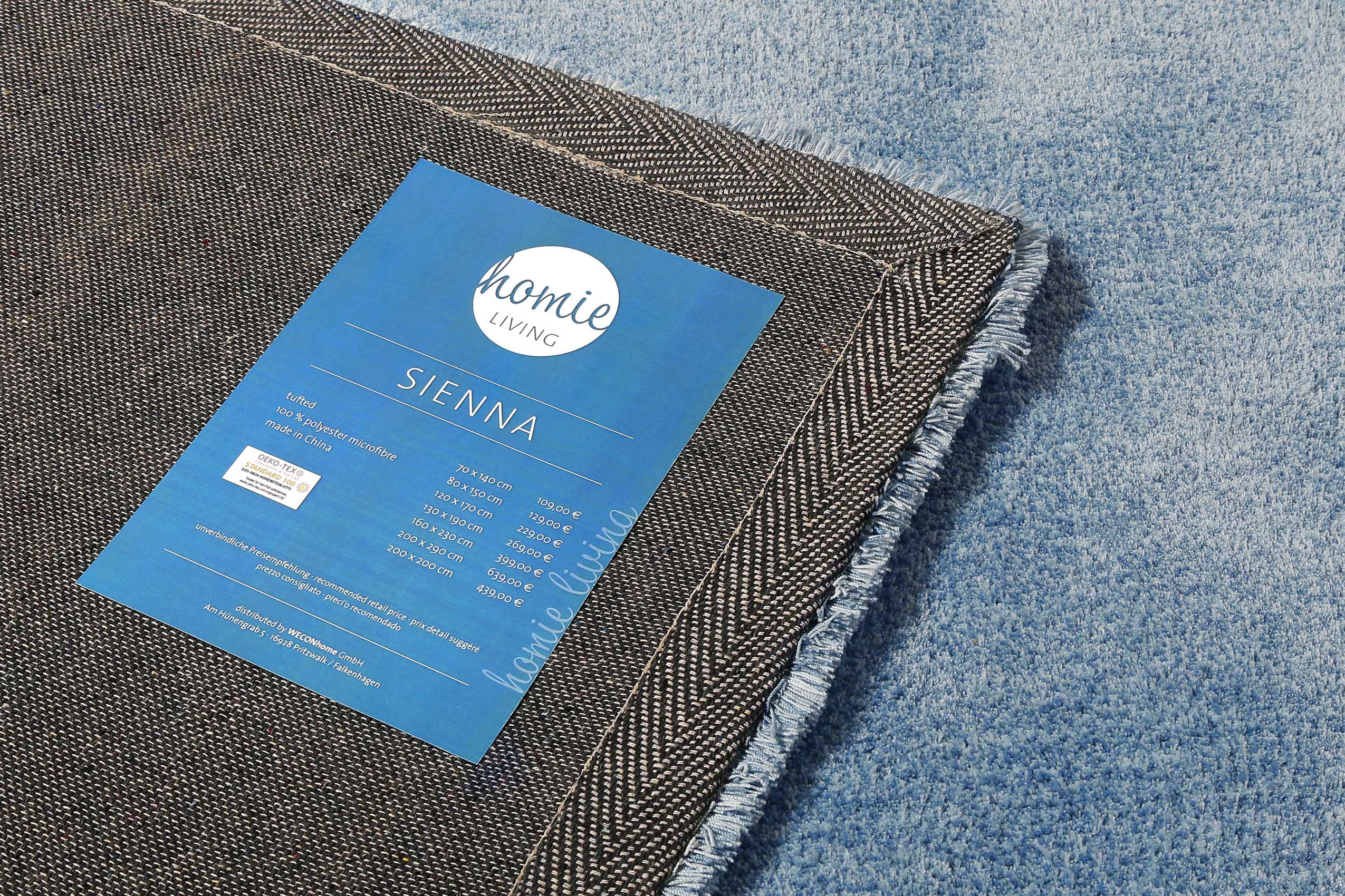 Teppich Blau Grau Hochflor » Sienna « Homie Living - Ansicht 5