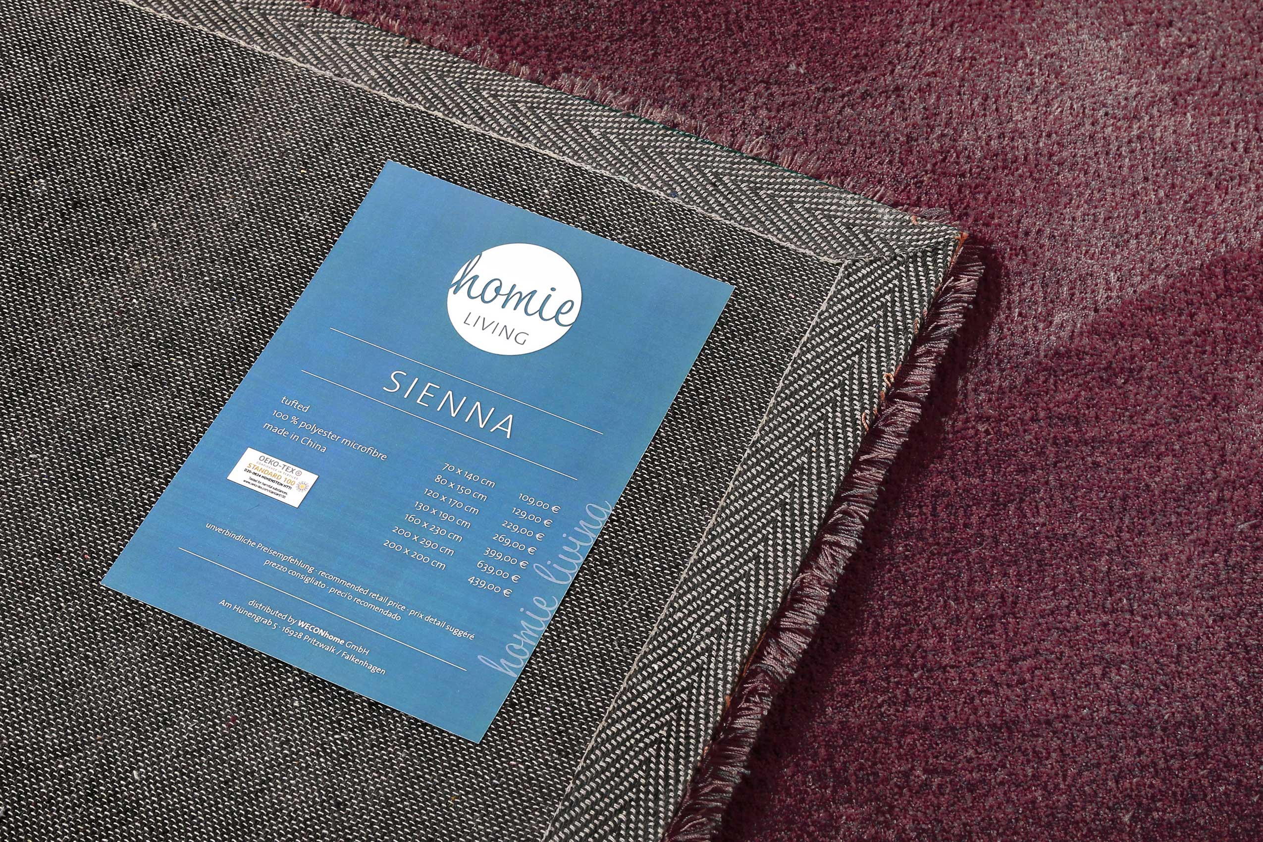 Teppich Bordeaux Hochflor » Sienna « Homie Living - Ansicht 5