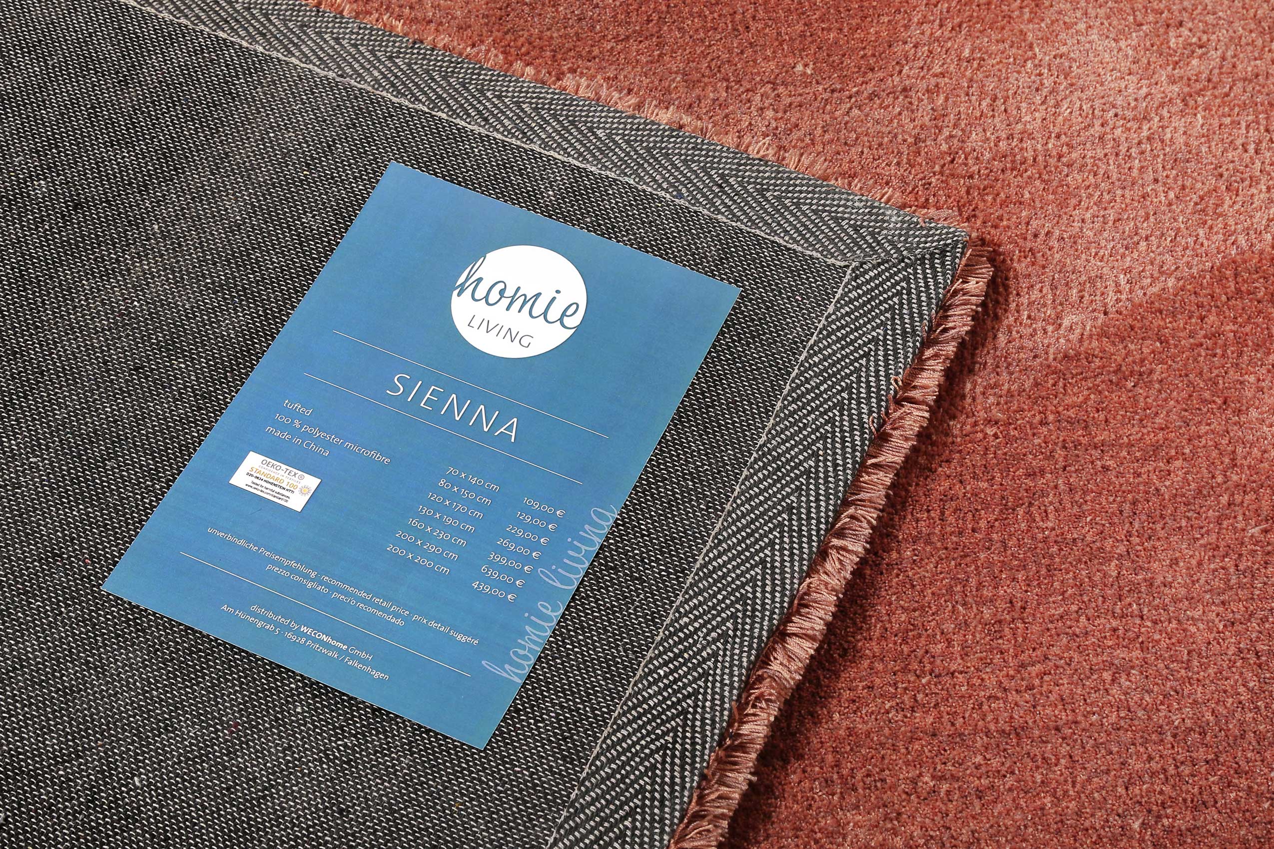 Teppich Rot Braun Hochflor » Sienna « Homie Living - Ansicht 5