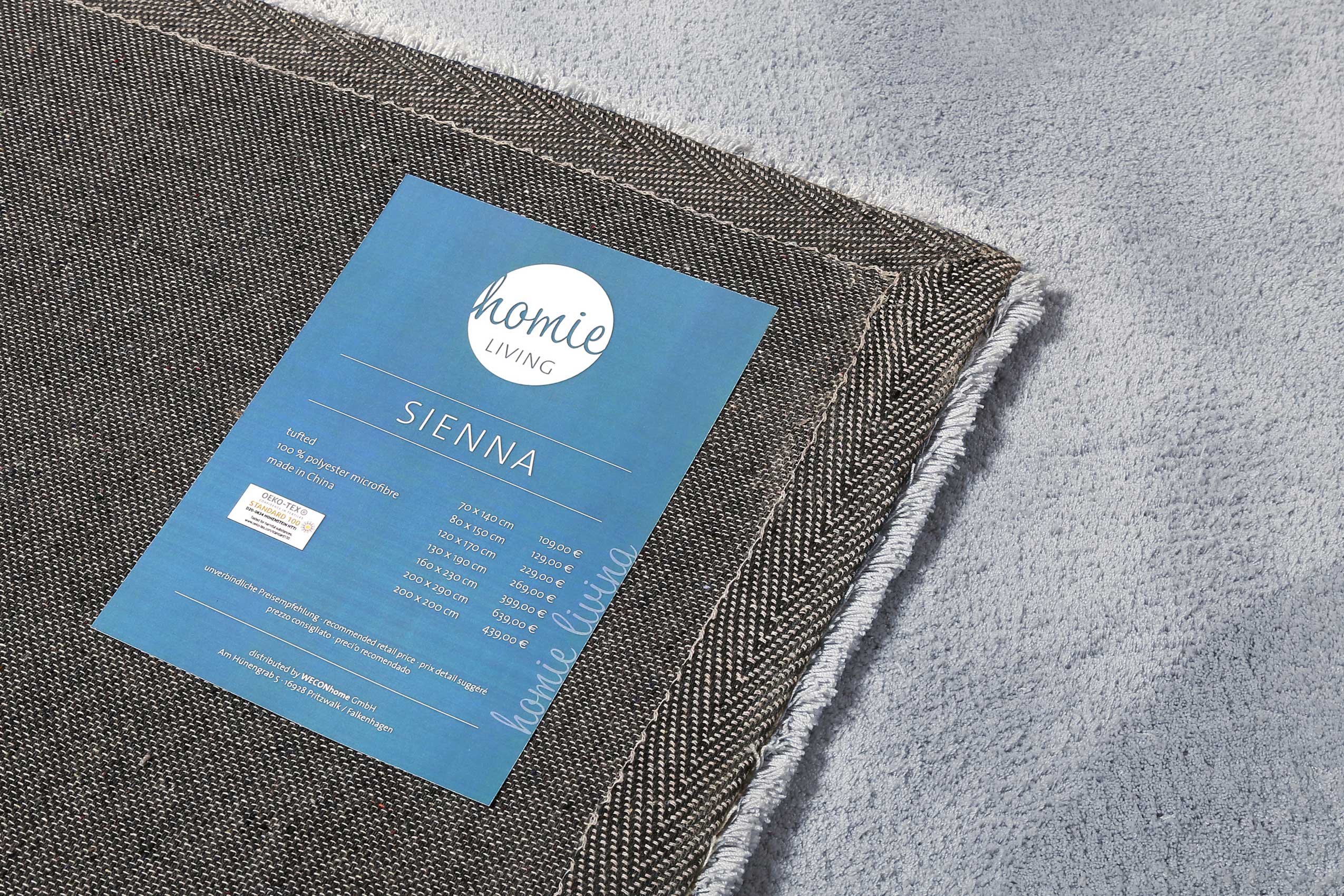 Teppich Hellgrau Blau Hochflor » Sienna « Homie Living - Ansicht 5