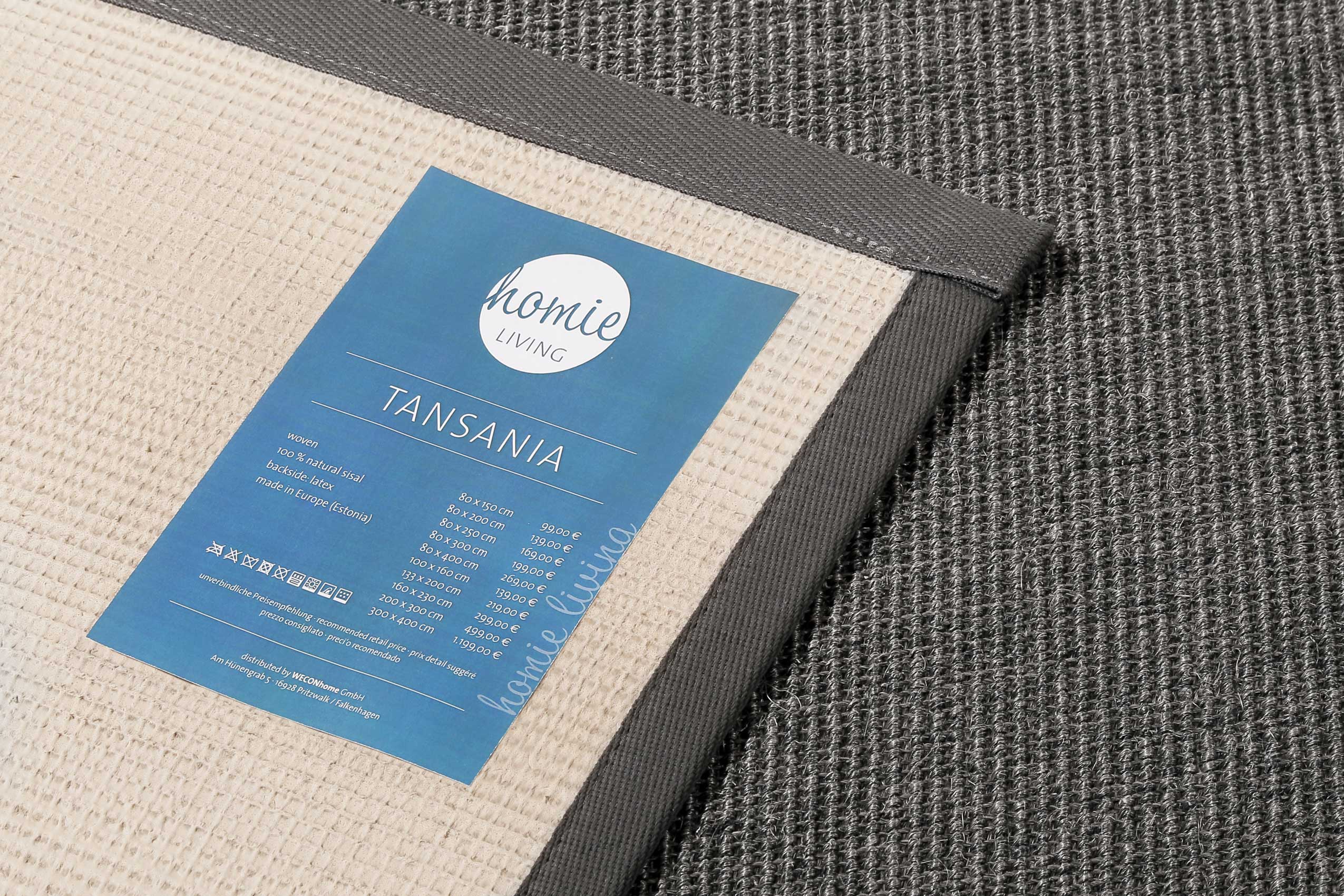 Sisal Teppich Natur Grau 