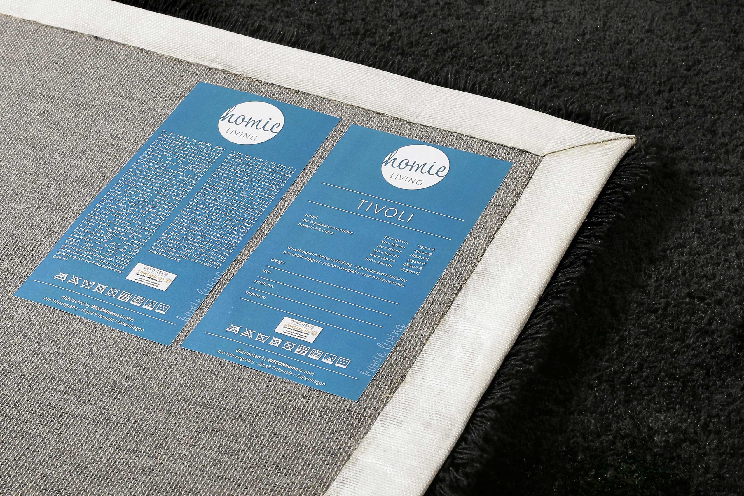 Teppich Schwarz soft & weich Hochflor » Tivoli « Homie Living - Ansicht 4
