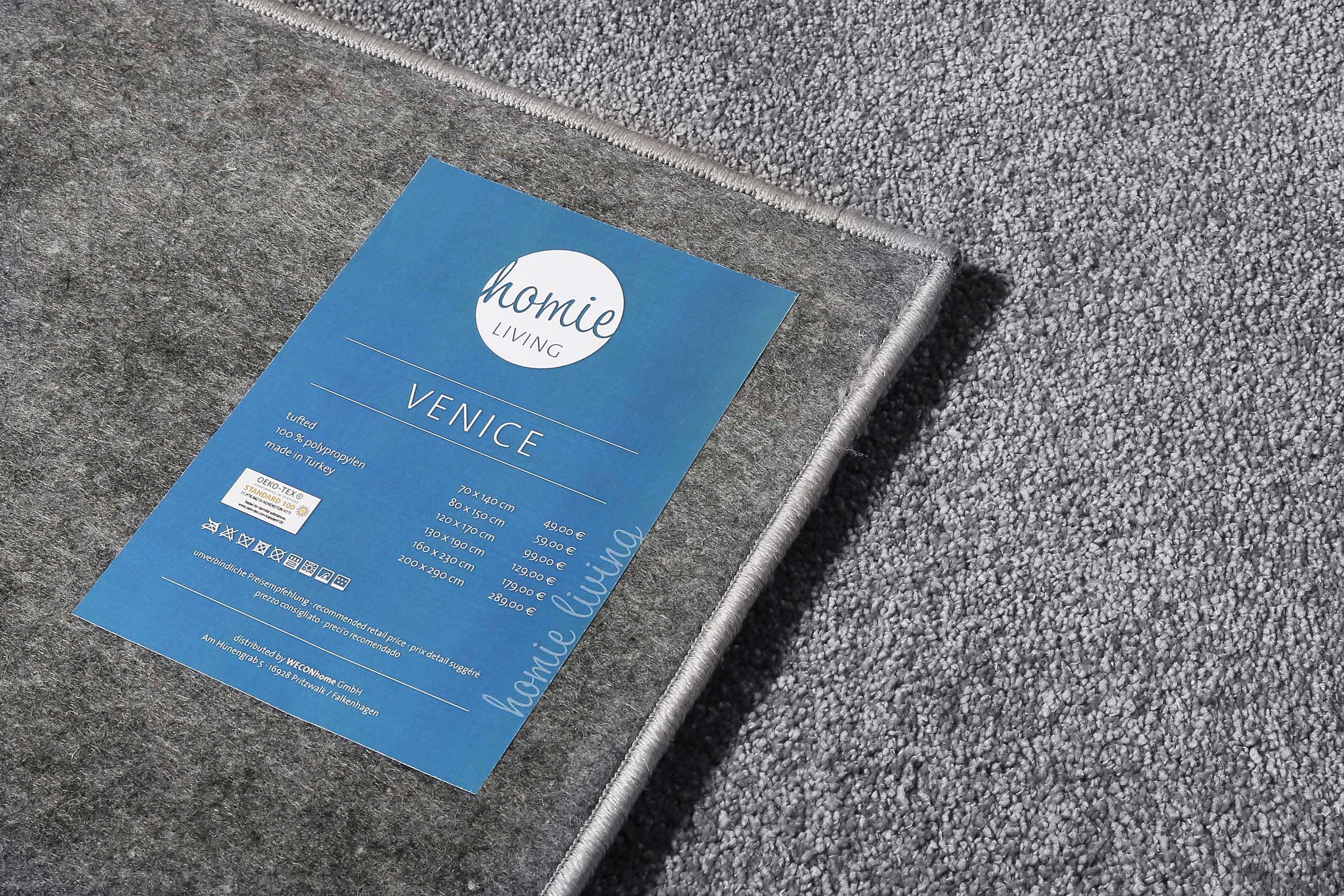 Teppich Grau Kurzflor weich & soft » Venice « Homie Living - Ansicht 4