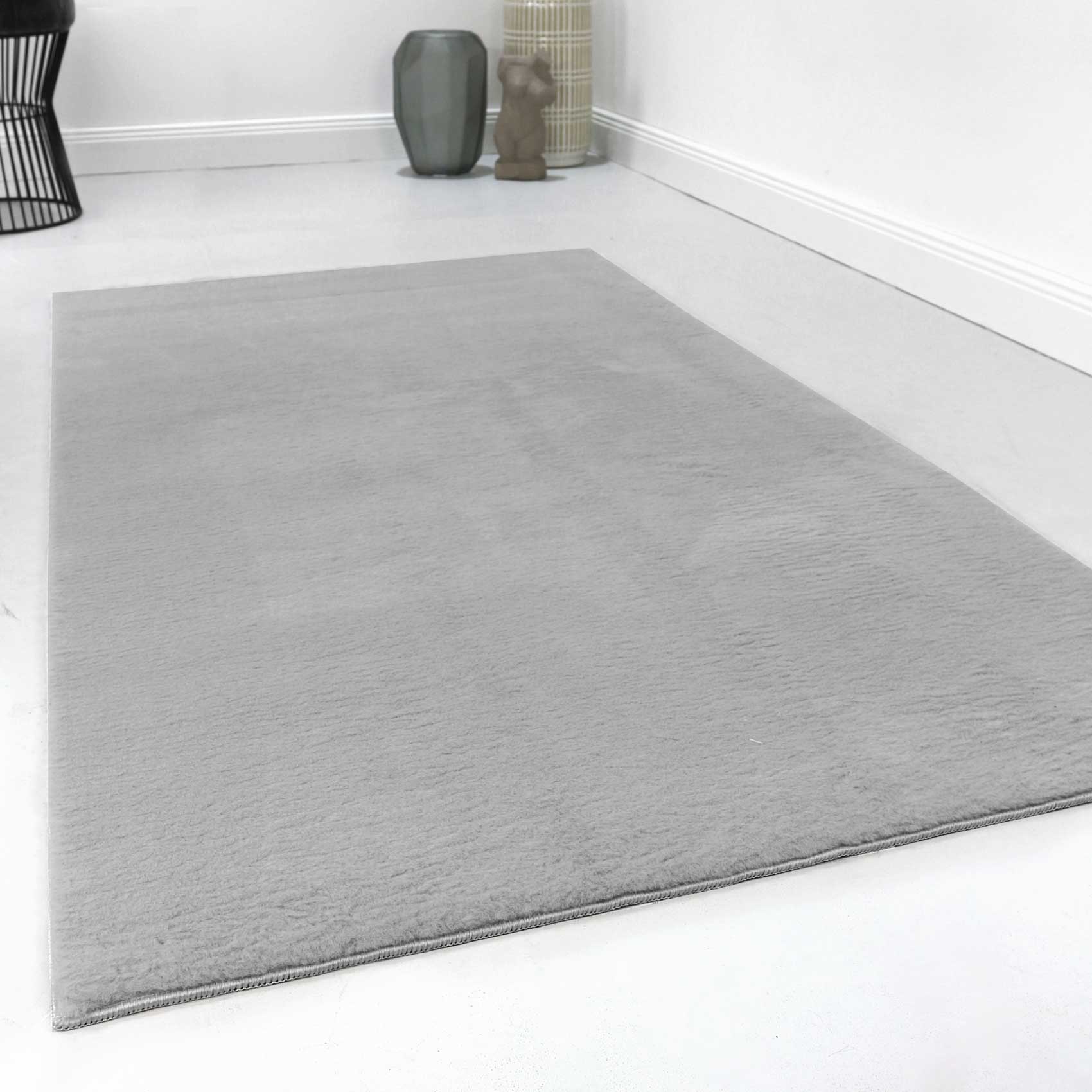 Kunstfell Teppich Hellgrau soft & weich » Villa Rosso « Homie Living - Ansicht 6