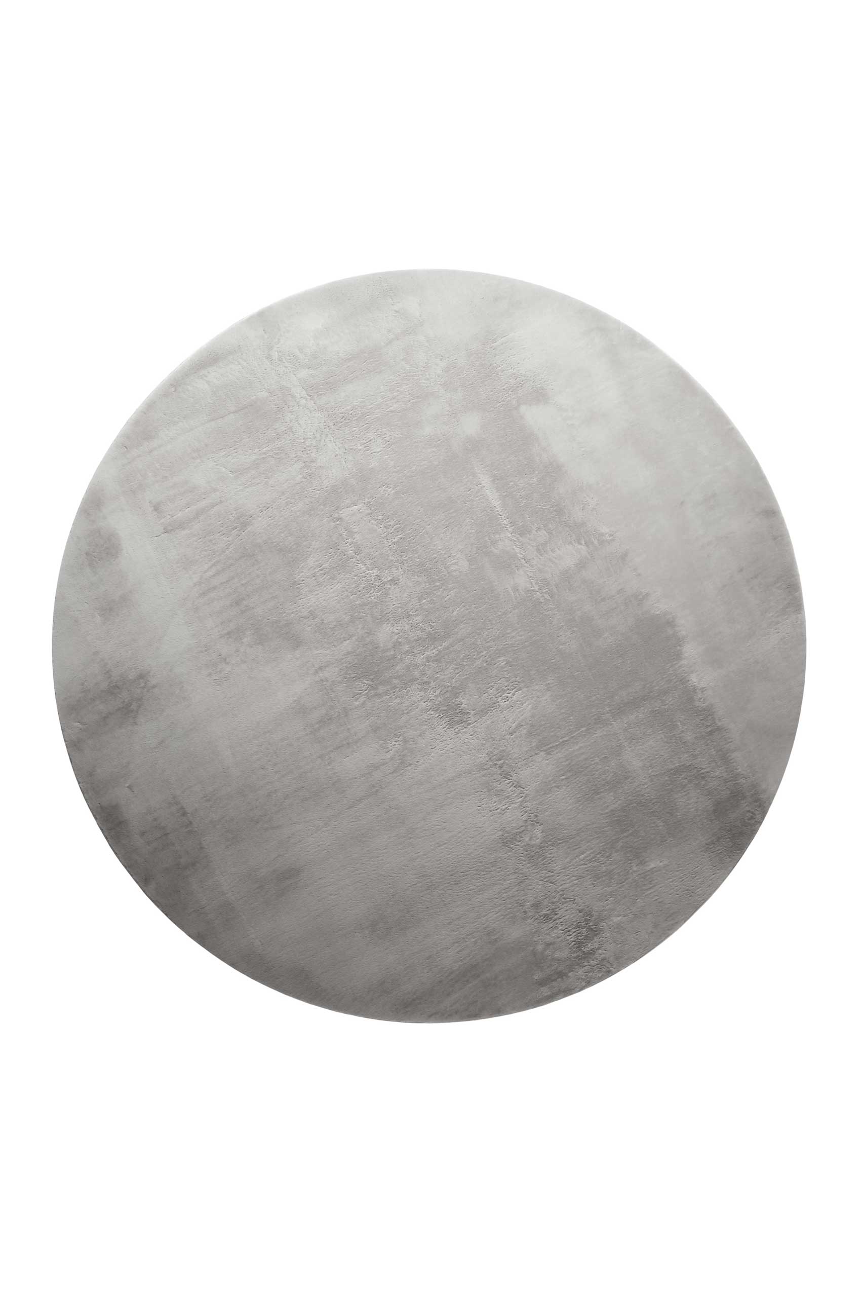 Kunstfell Teppich Rund, Hellgrau soft & weich 