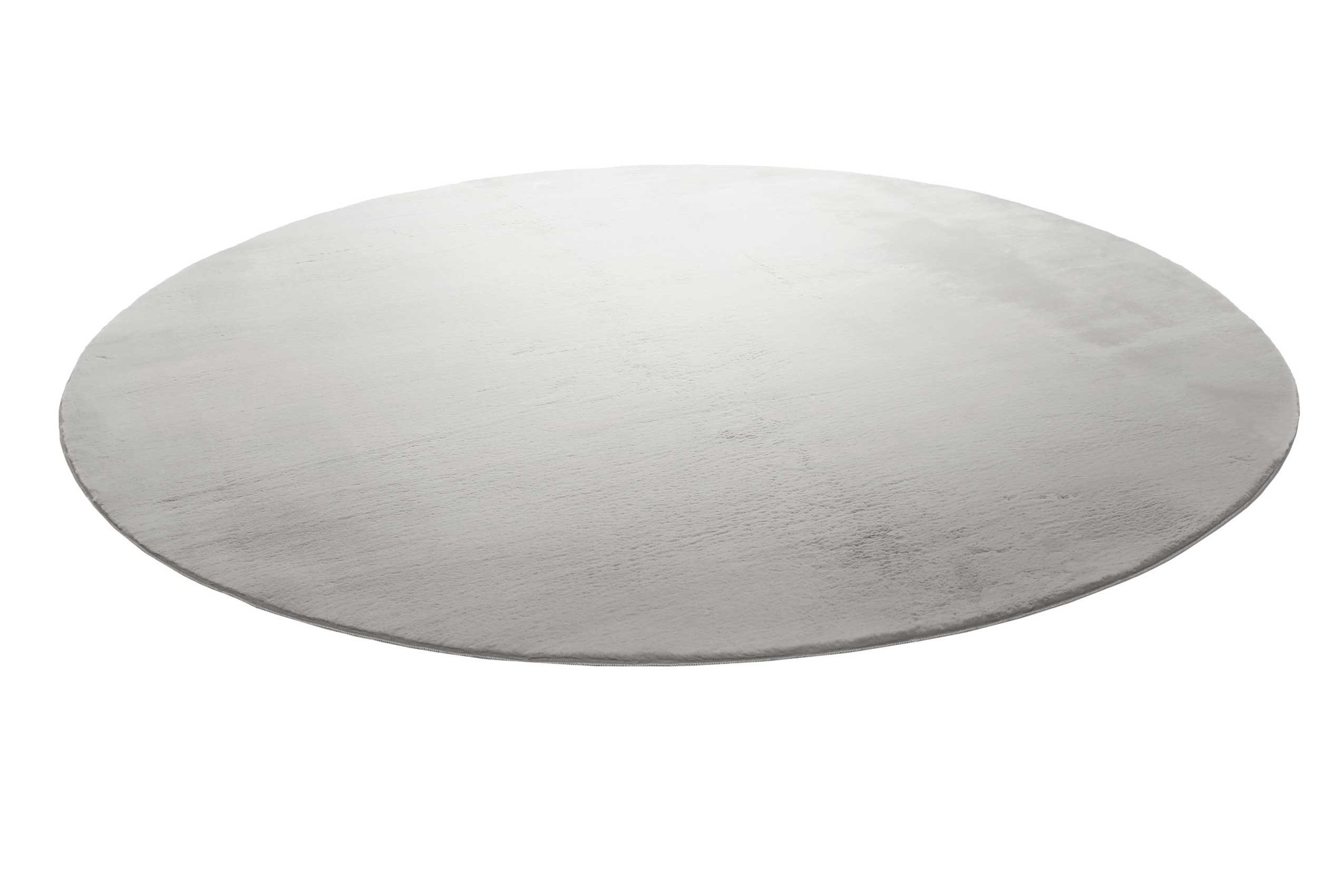 Kunstfell Teppich Rund, Hellgrau soft & weich 