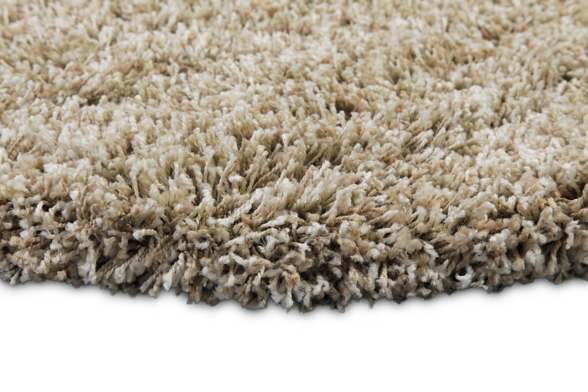 2 für 1 Aktion: Hochflor Teppich Rund Sand Beige meliert 