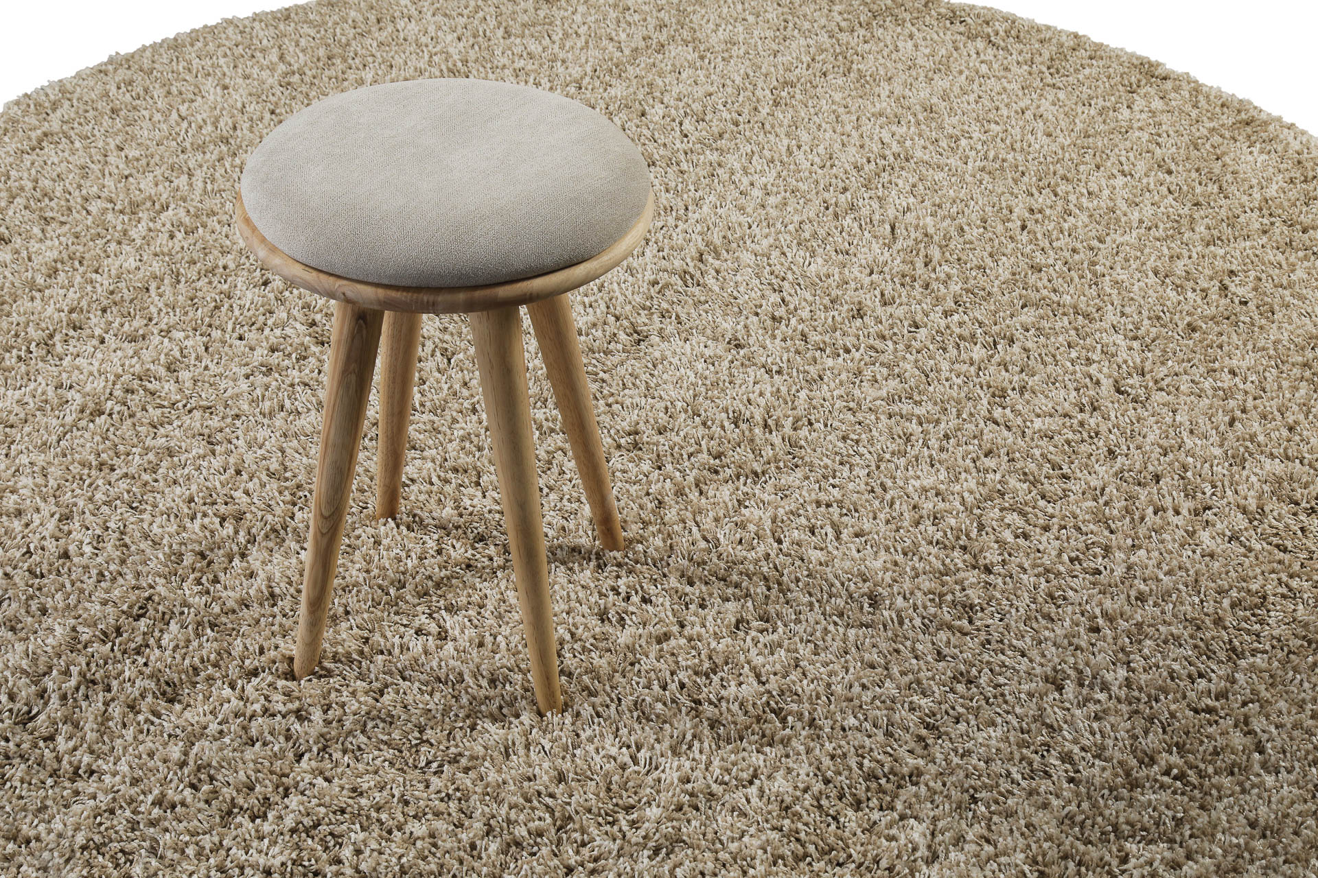 2 für 1 Aktion: Hochflor Teppich Rund Sand Beige meliert 