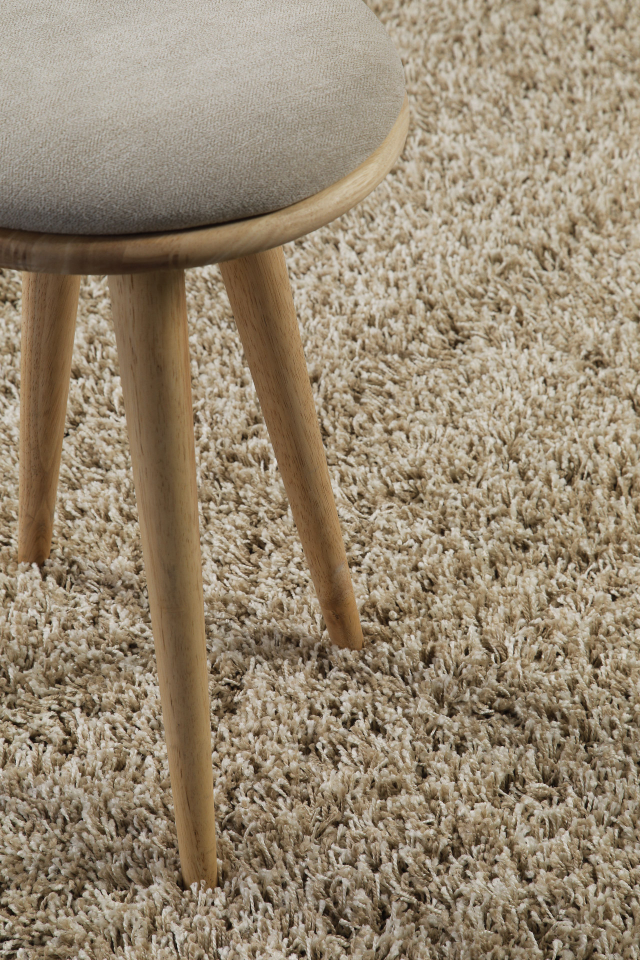 2 für 1 Aktion: Hochflor Teppich Rund Sand Beige meliert 