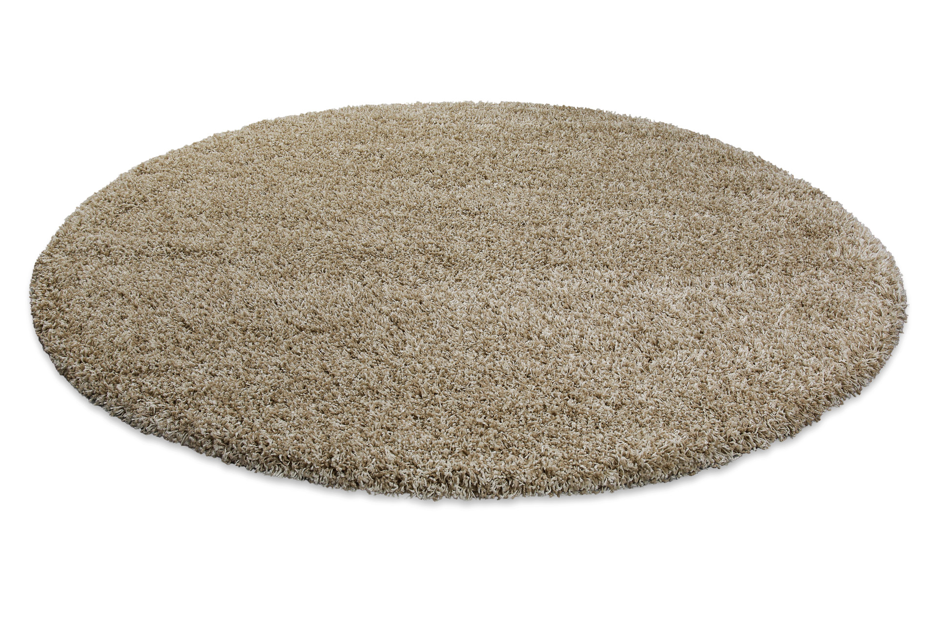 2 für 1 Aktion: Hochflor Teppich Rund Sand Beige meliert 
