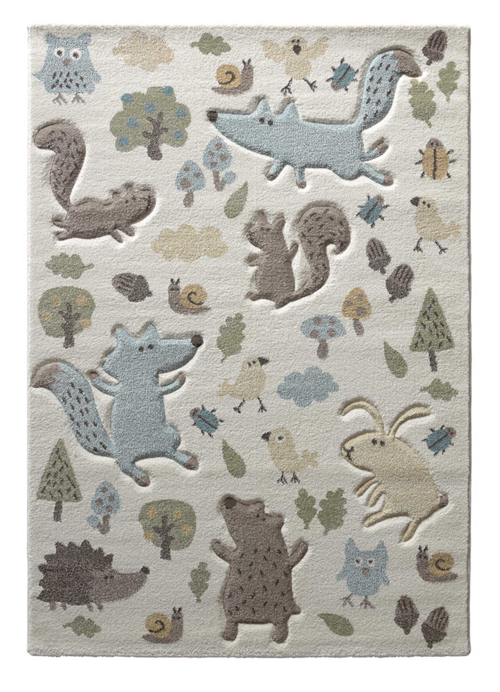 Kinderteppich beige blau 
