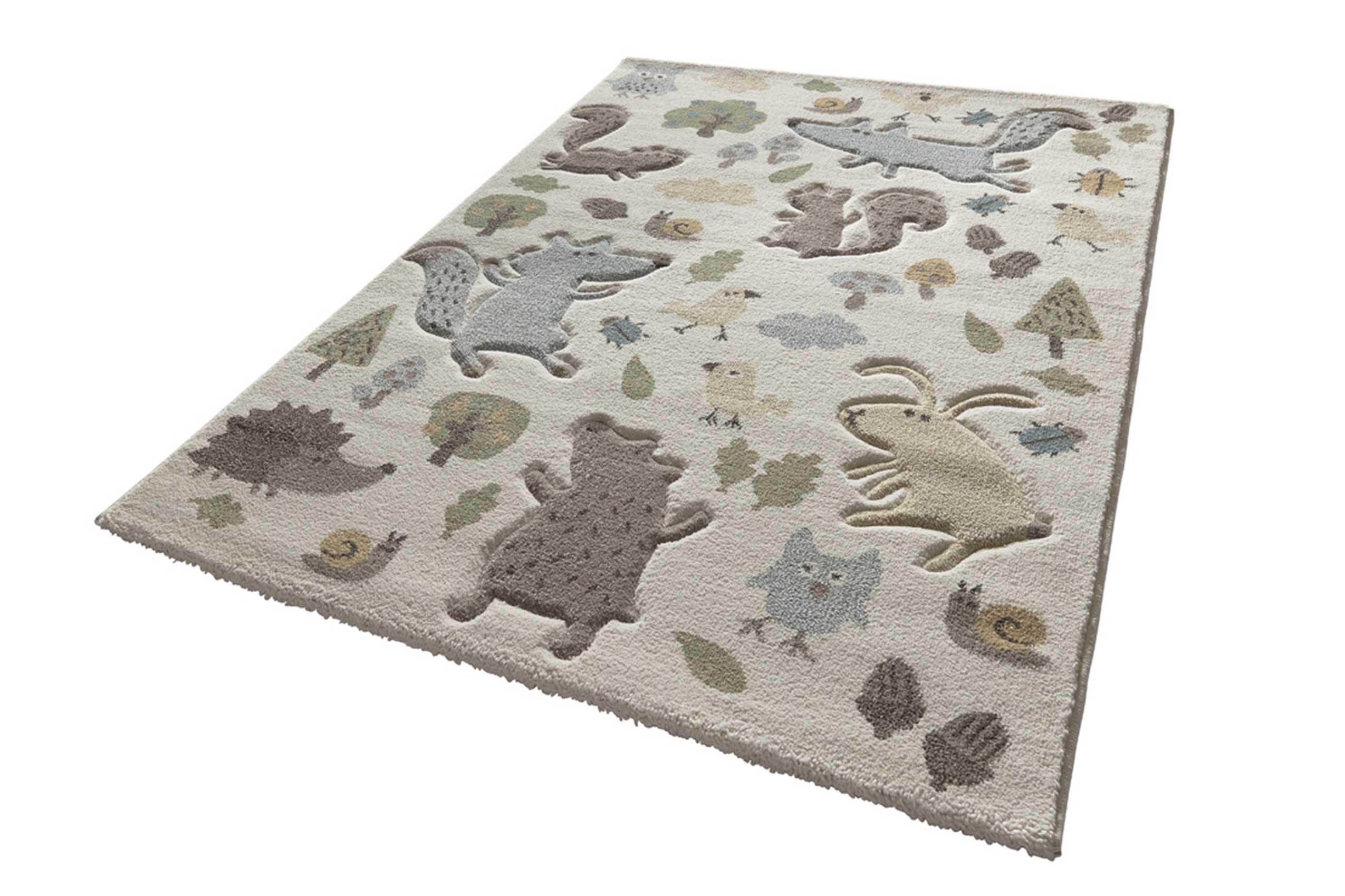 Kinderteppich beige blau 