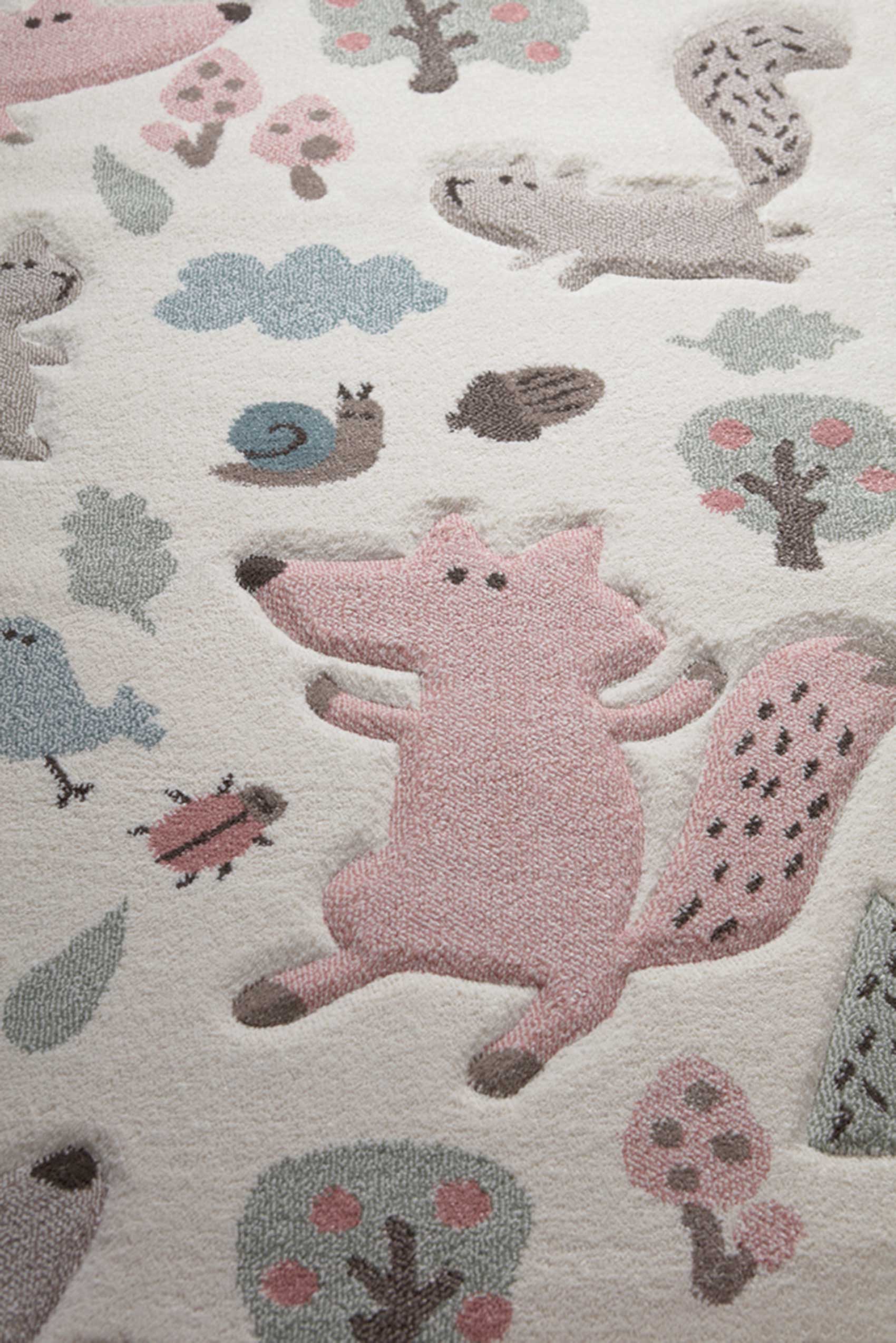Kinderteppich beige rosa 