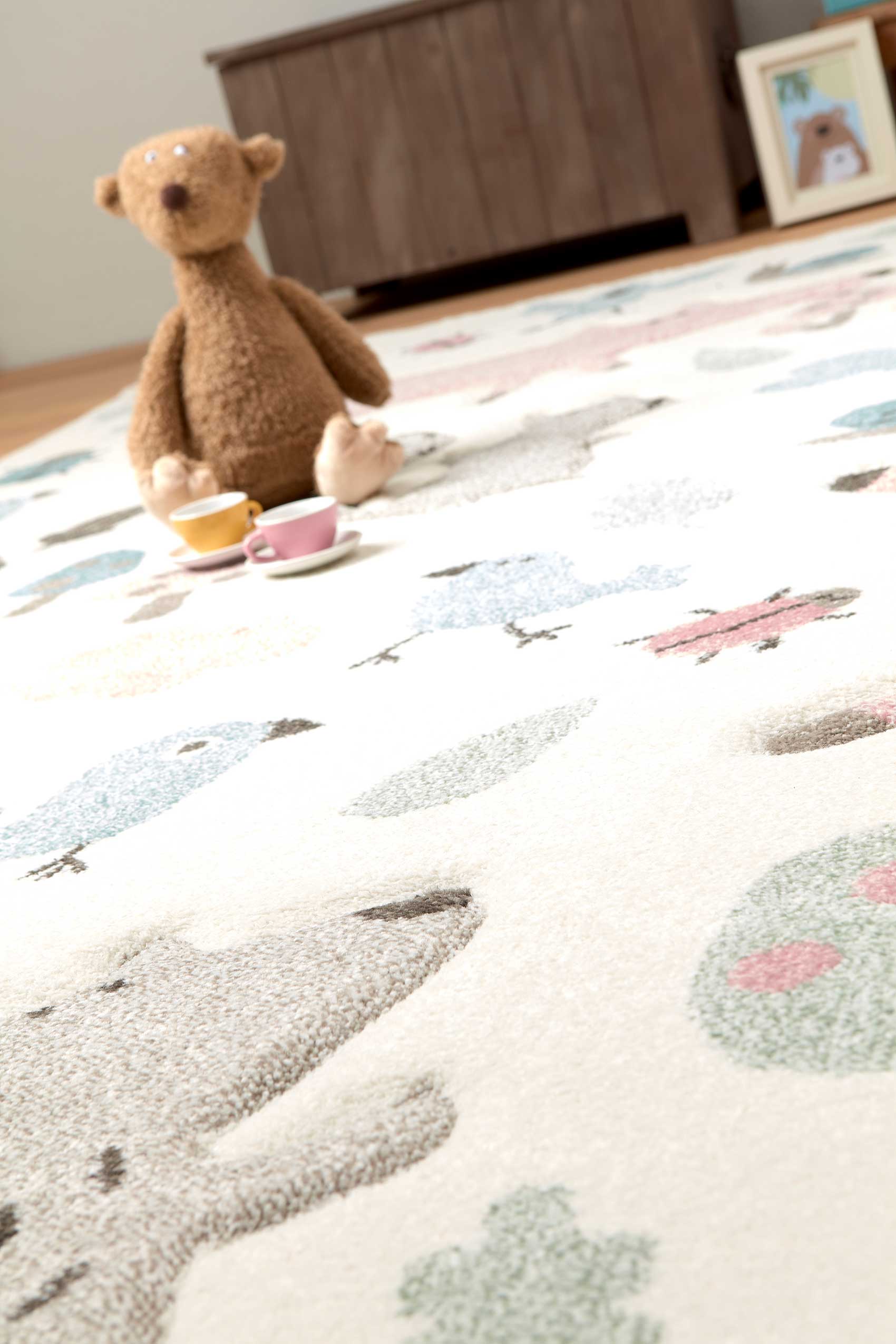 Kinderteppich beige rosa 