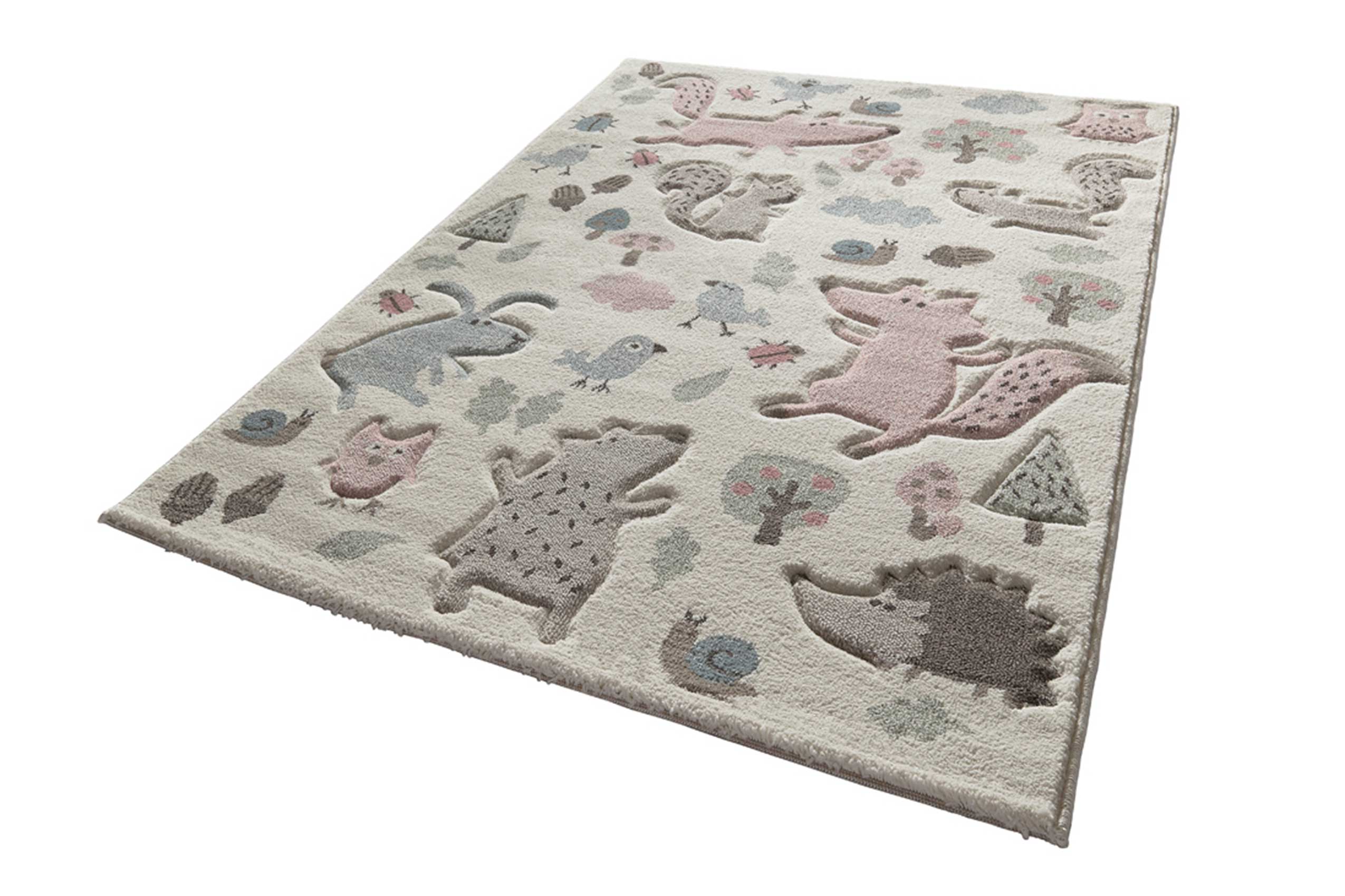 Kinderteppich beige rosa 