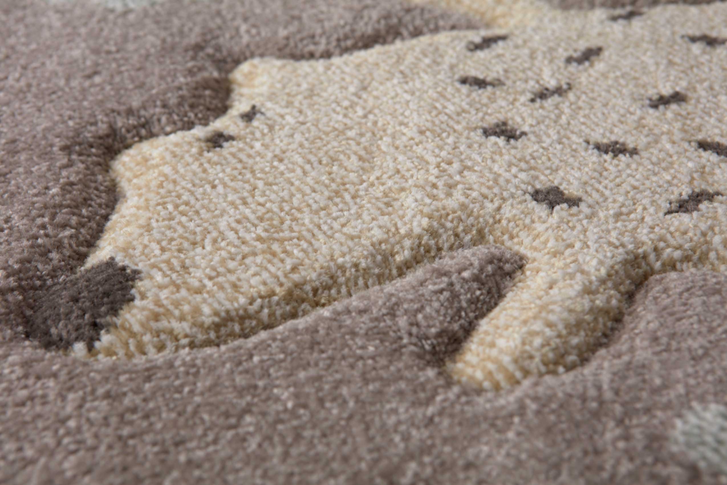 Kinderteppich dunkelbeige rosa blau 