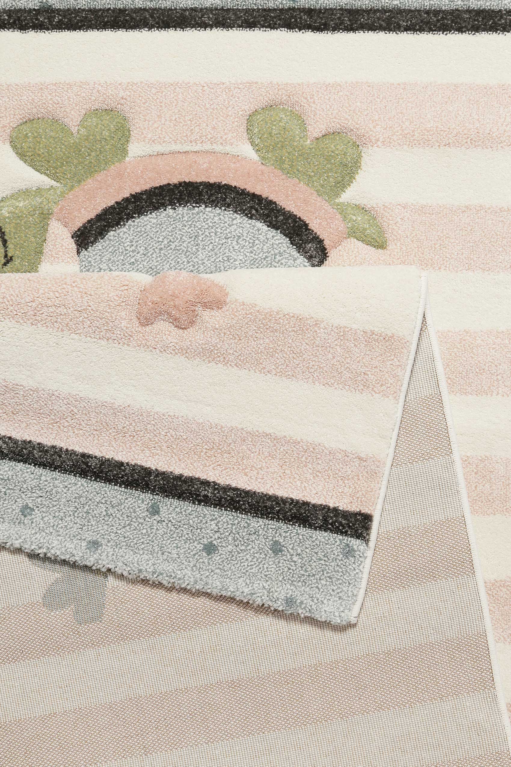 Kinderteppich rosa grau beige 