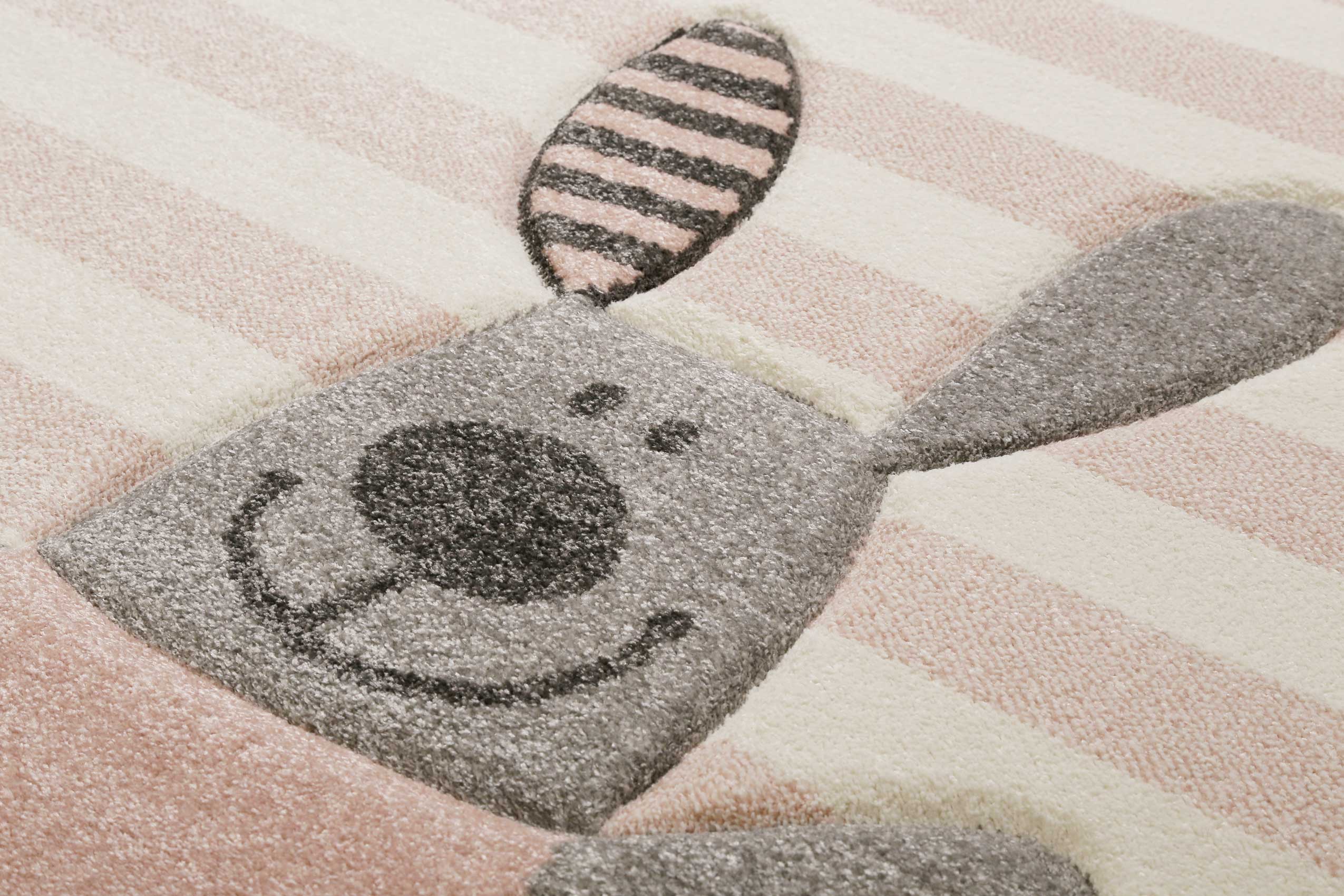 Kinderteppich rosa grau beige 