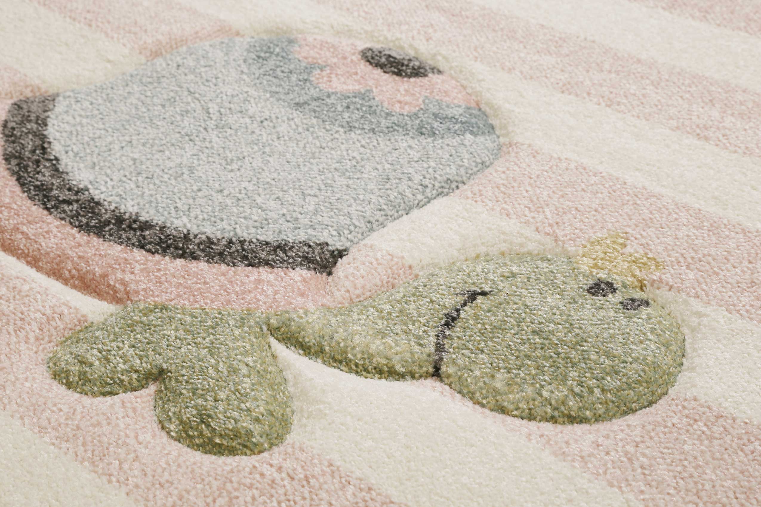 Kinderteppich rosa grau beige 