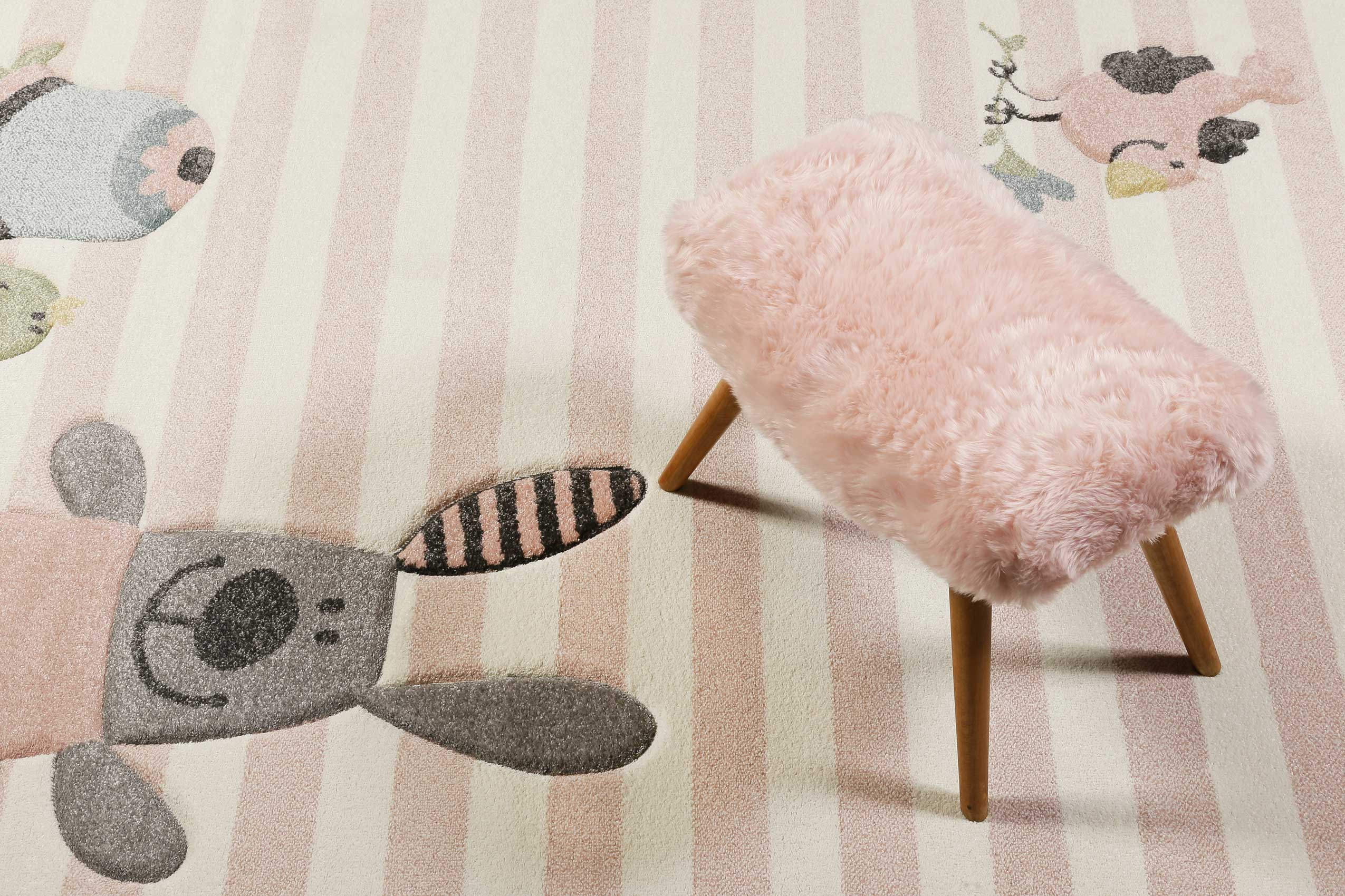 Kinderteppich rosa grau beige 